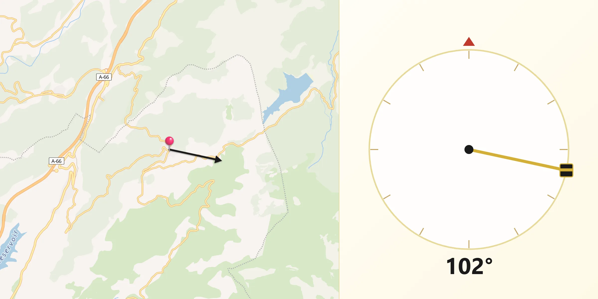 Dirección de la Qibla desde La Garganta