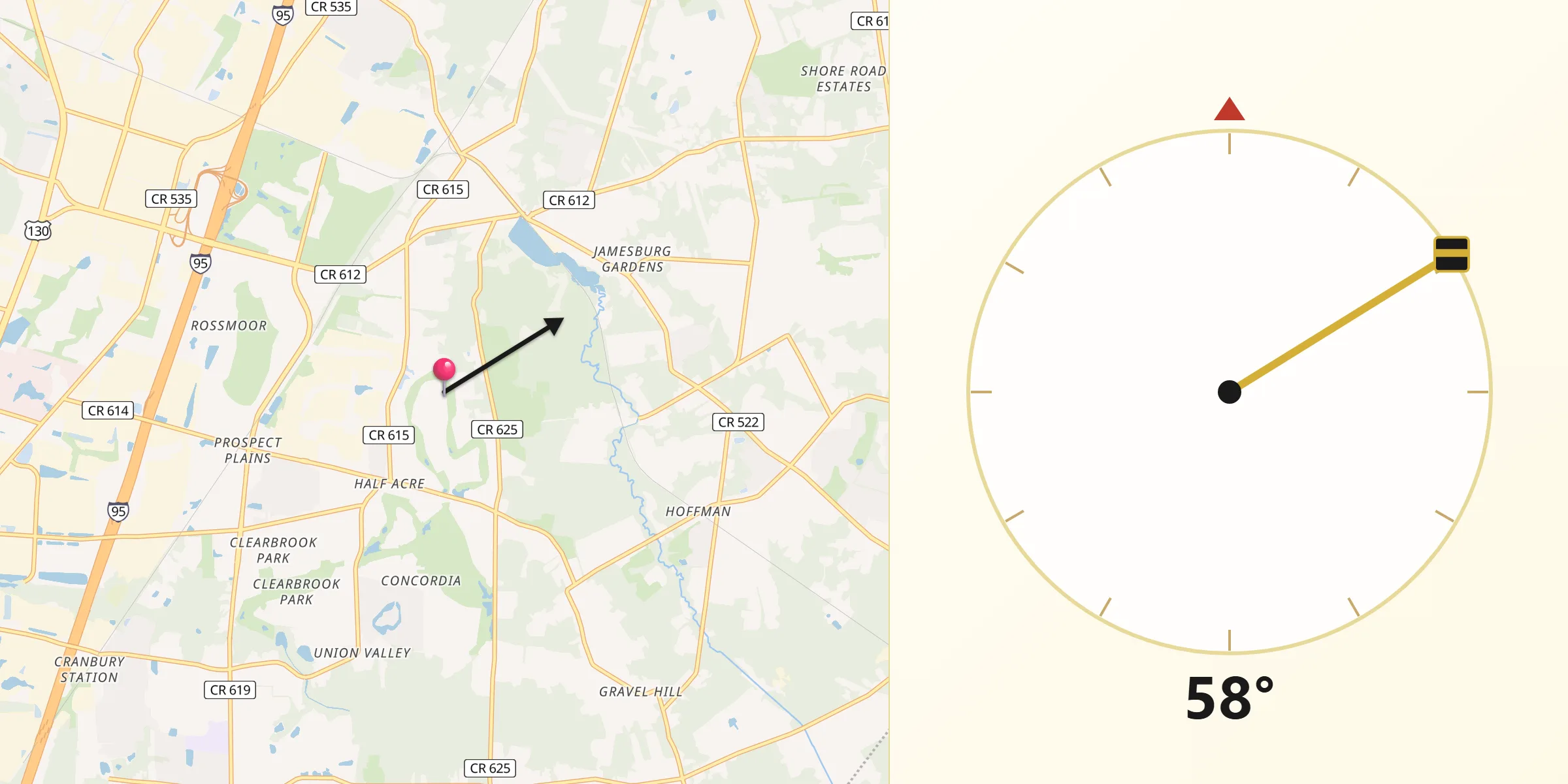 Qibla Direction from Whittingham
