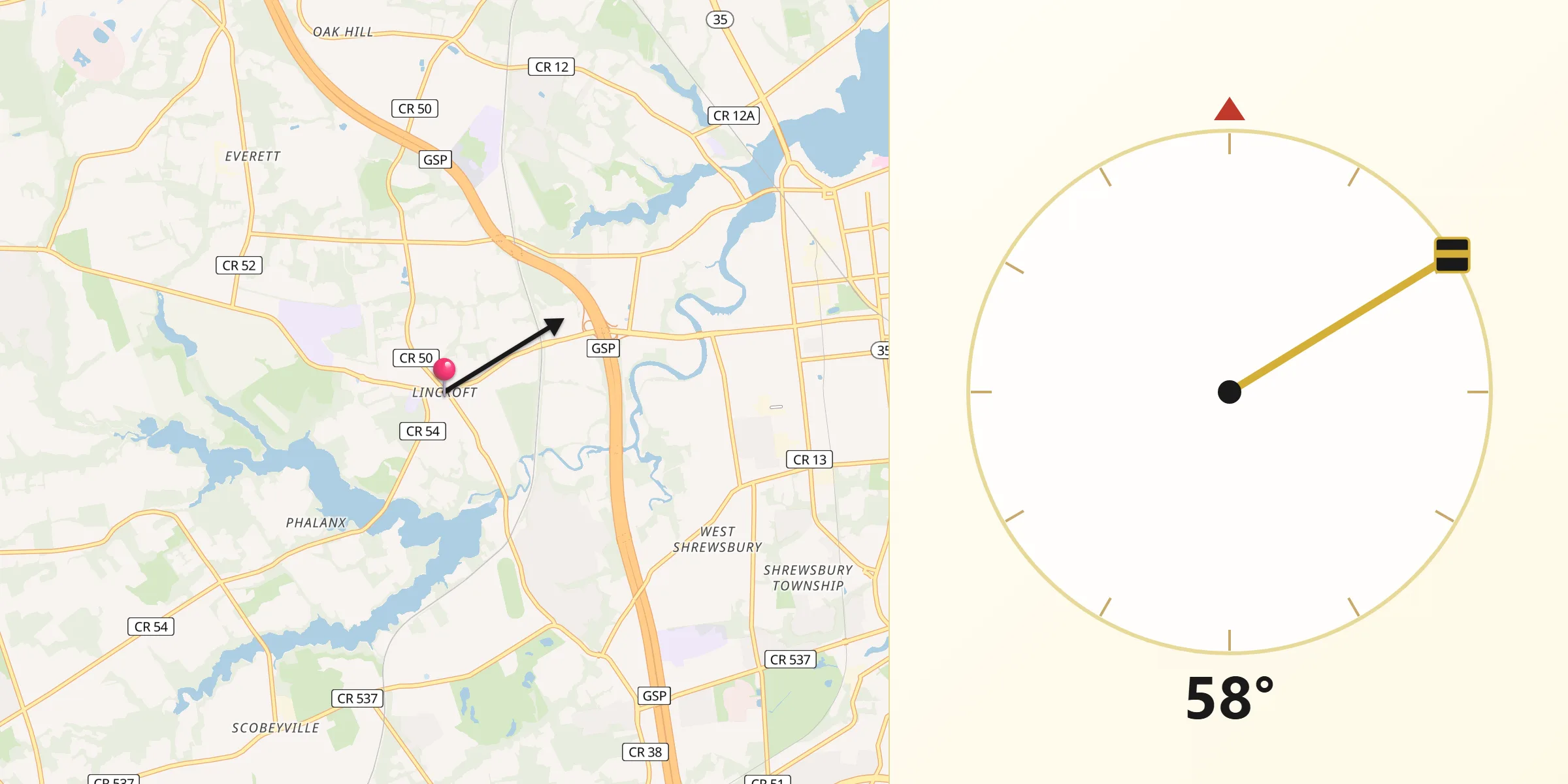 Qibla Direction from Lincroft