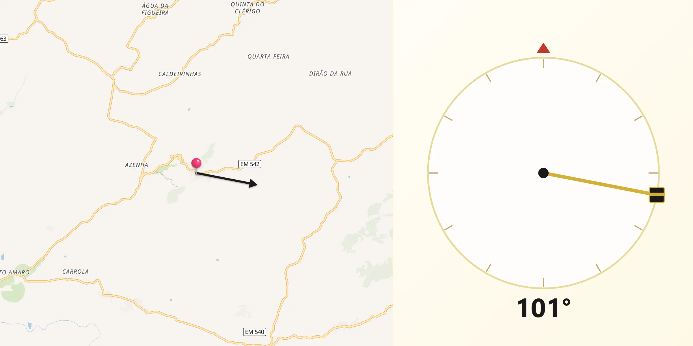 Direção da Qibla a partir de Sortelha