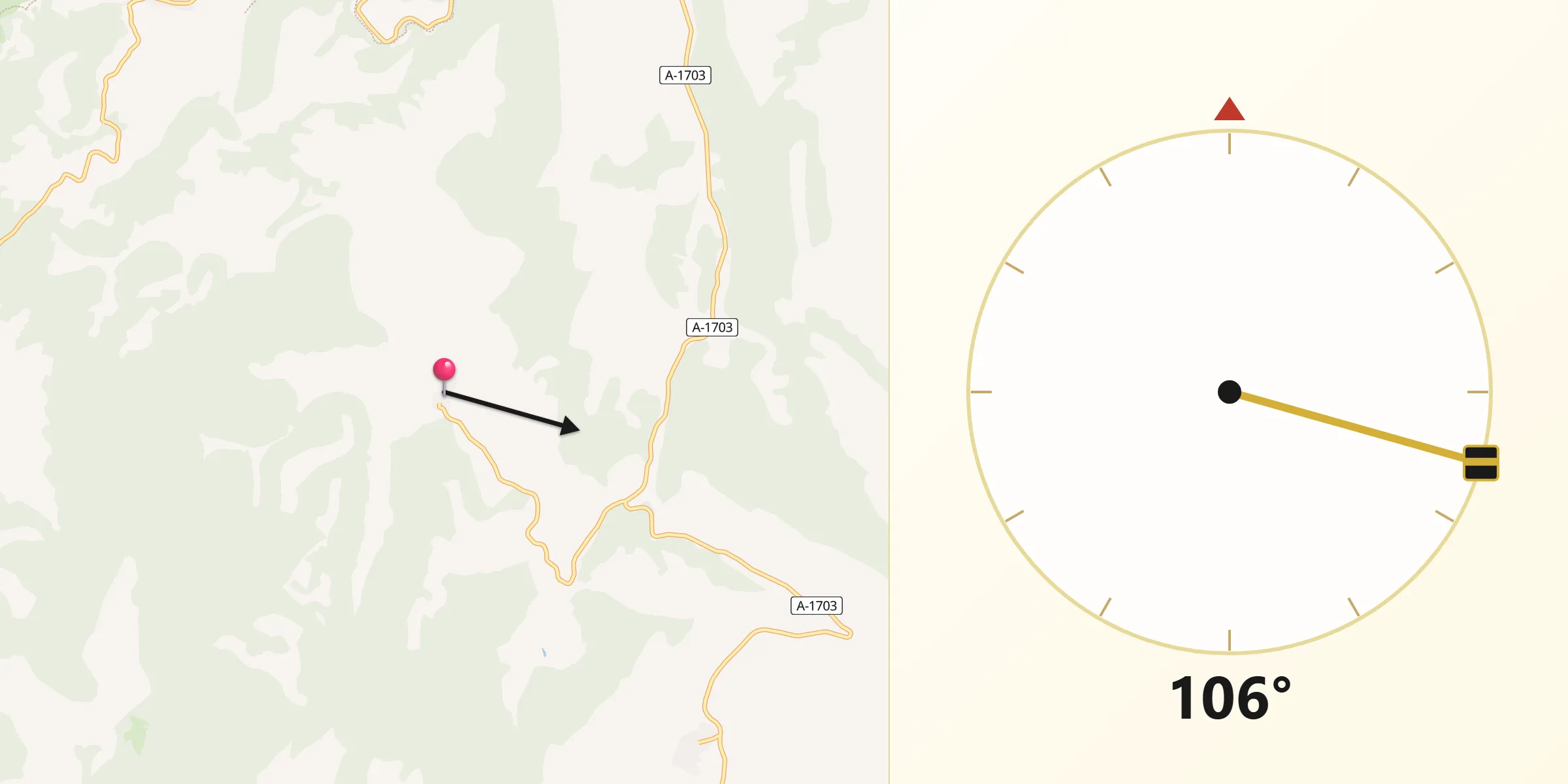 Dirección de la Qibla desde Moscardón