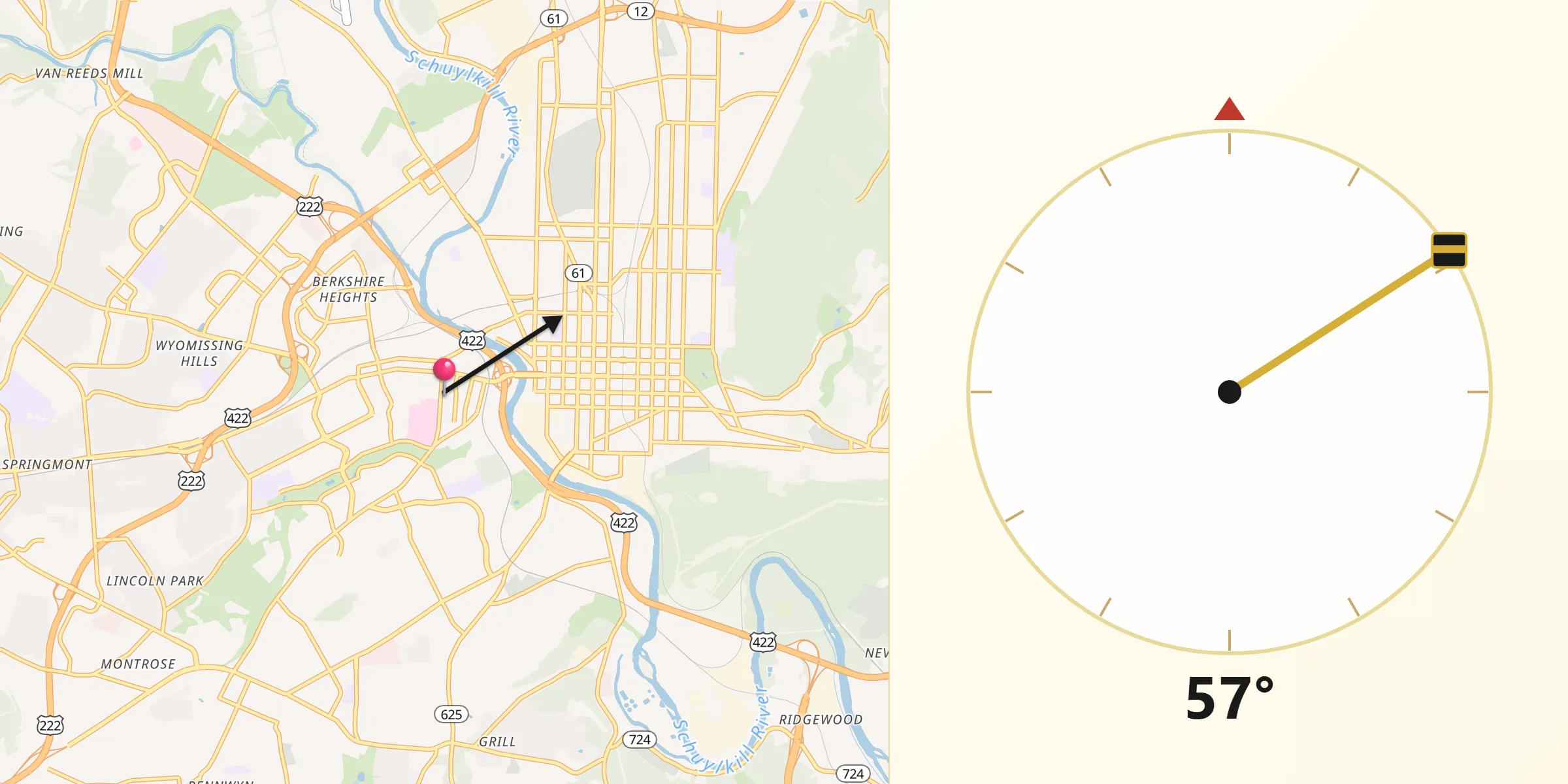 Qibla Direction from West Reading