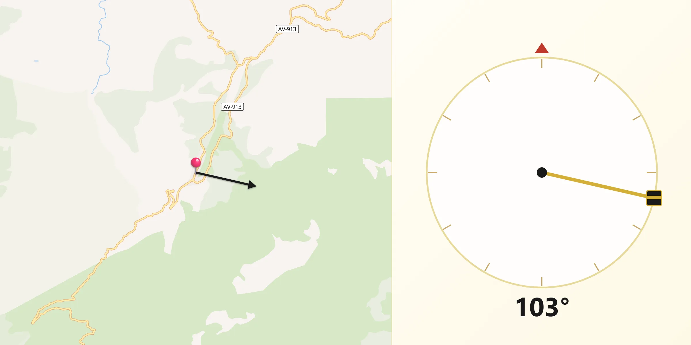 Dirección de la Qibla desde Serranillos