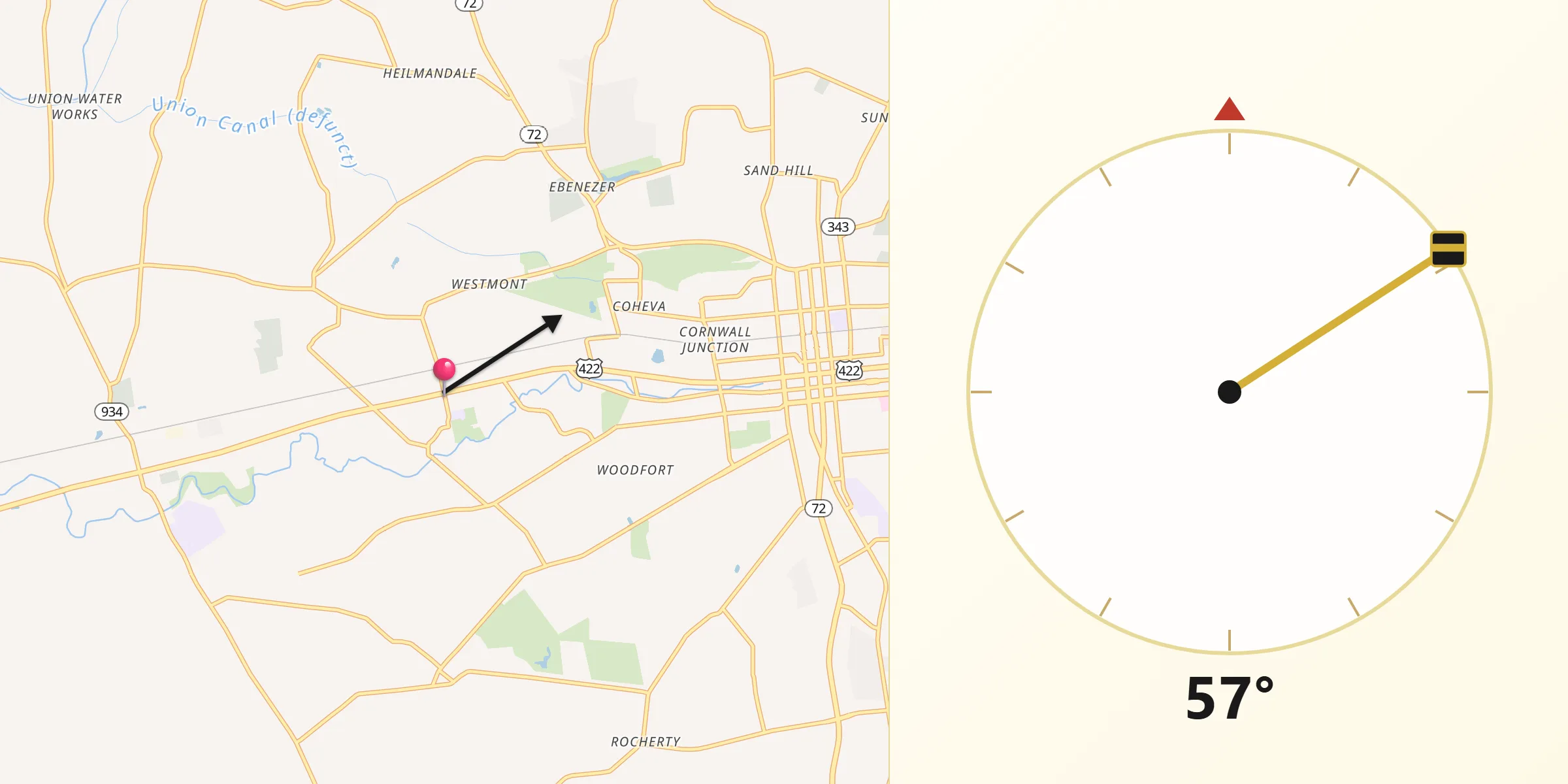 Qibla Direction from Cleona