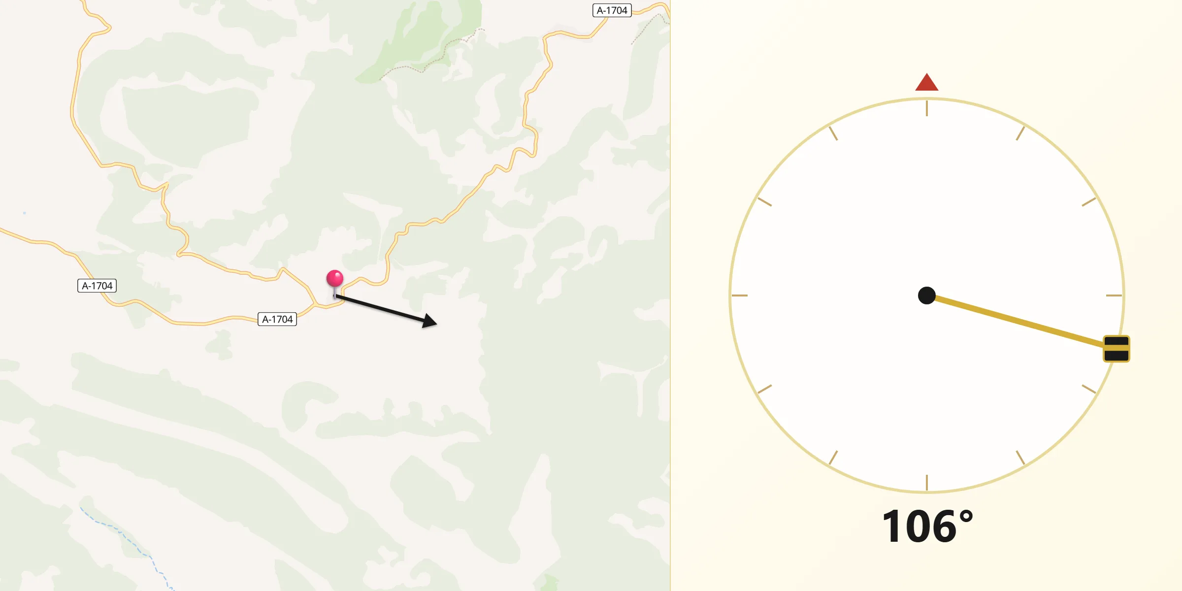 Dirección de la Qibla desde Frías de Albarracín