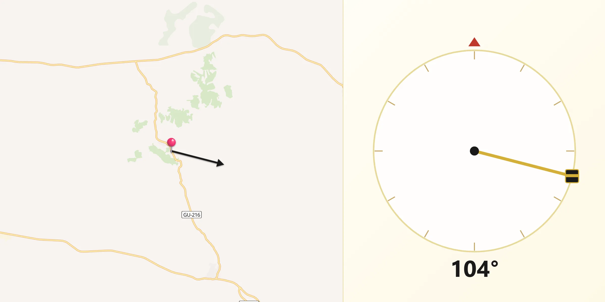 Dirección de la Qibla desde Pozo de Almoguera