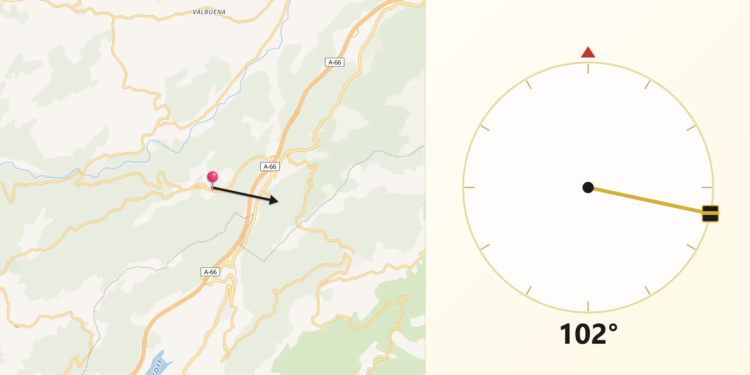 Dirección de la Qibla desde Peñacaballera