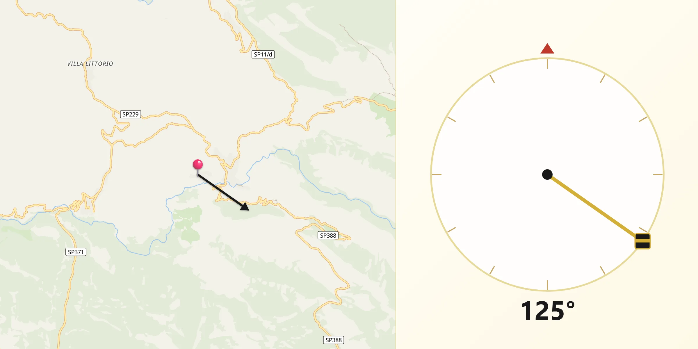 Direzione della Qibla da Valle dell'Angelo
