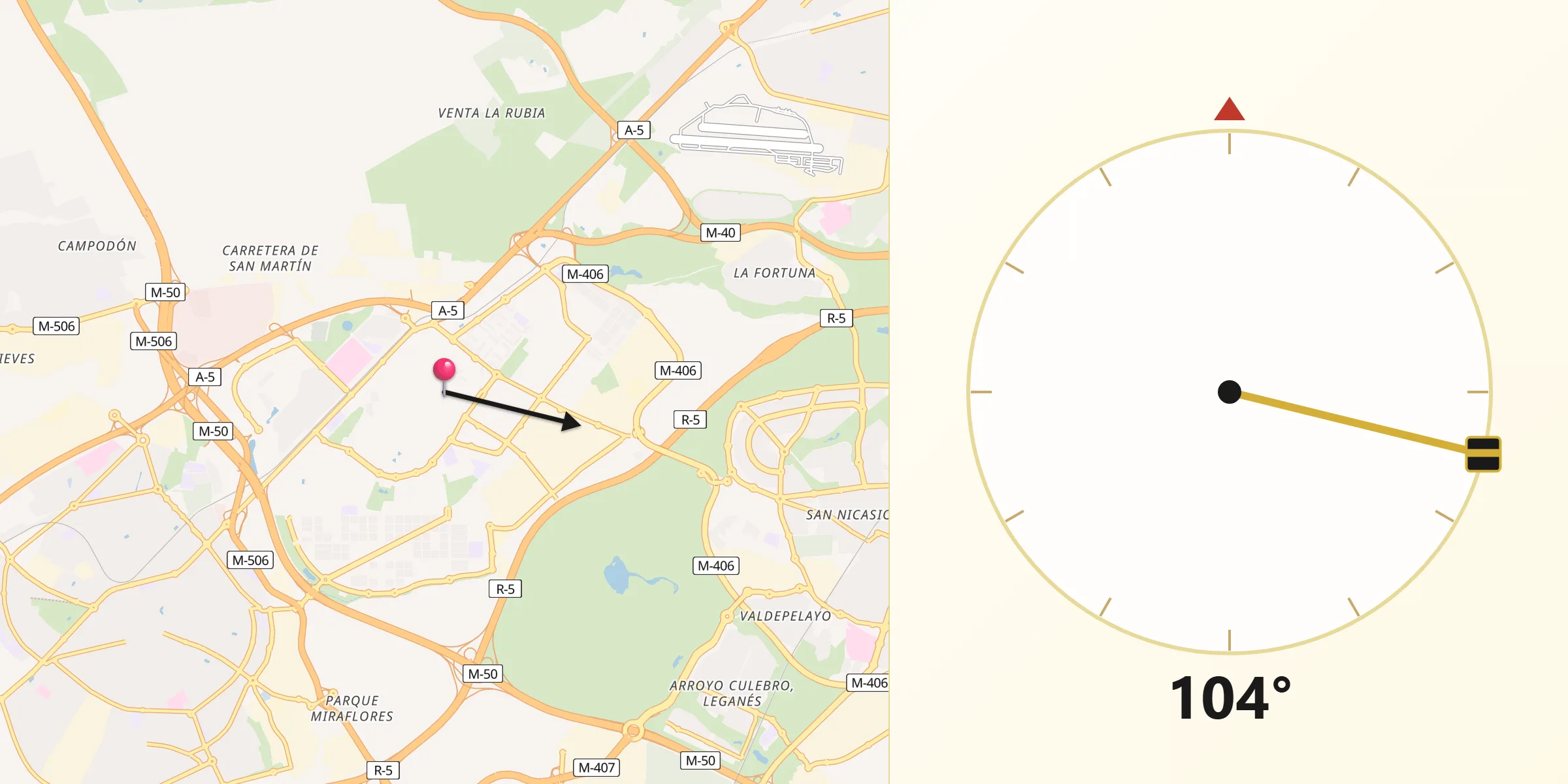 Direção da Qibla a partir de Alcorcón