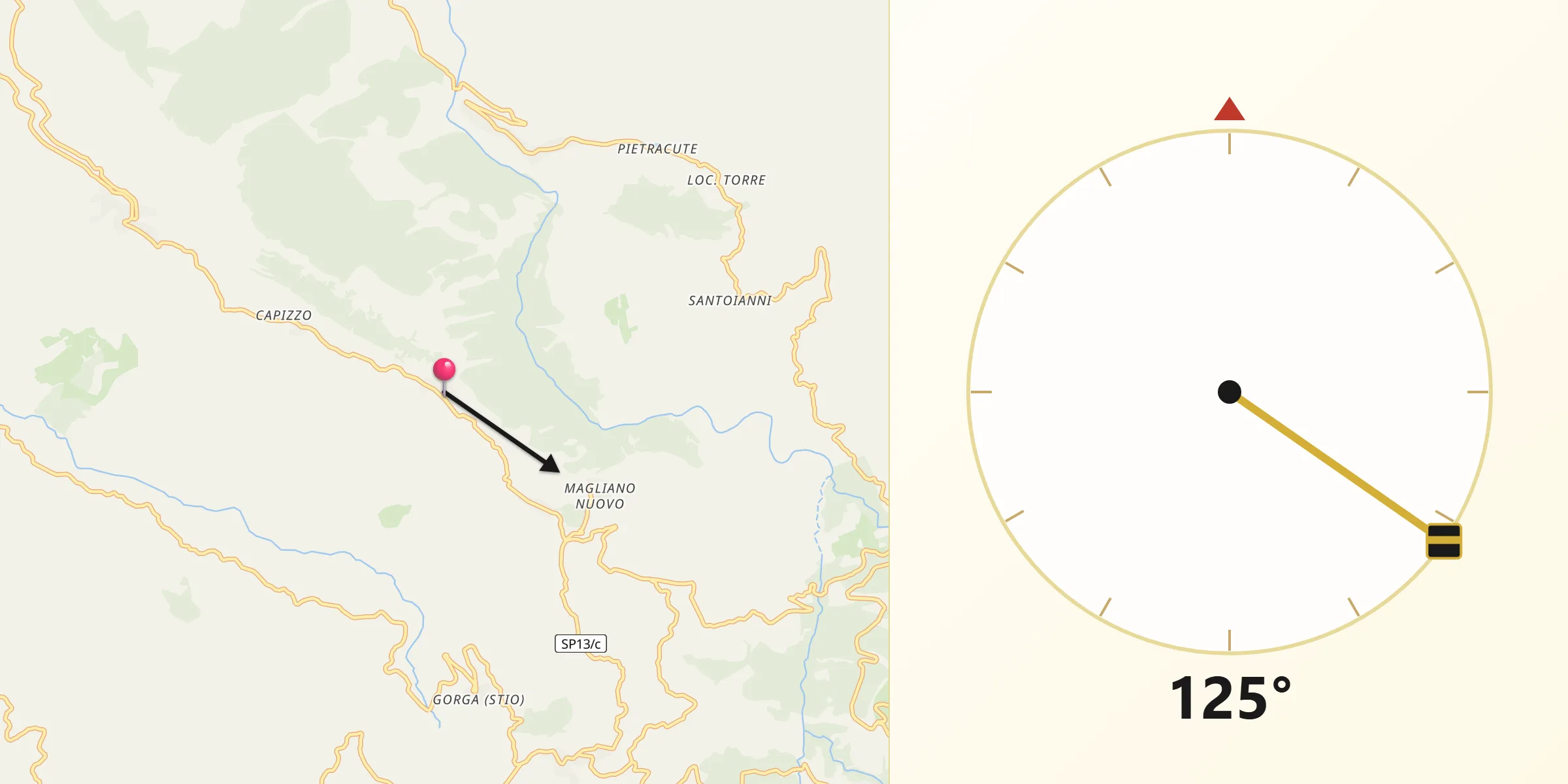 Direzione della Qibla da Magliano Vetere