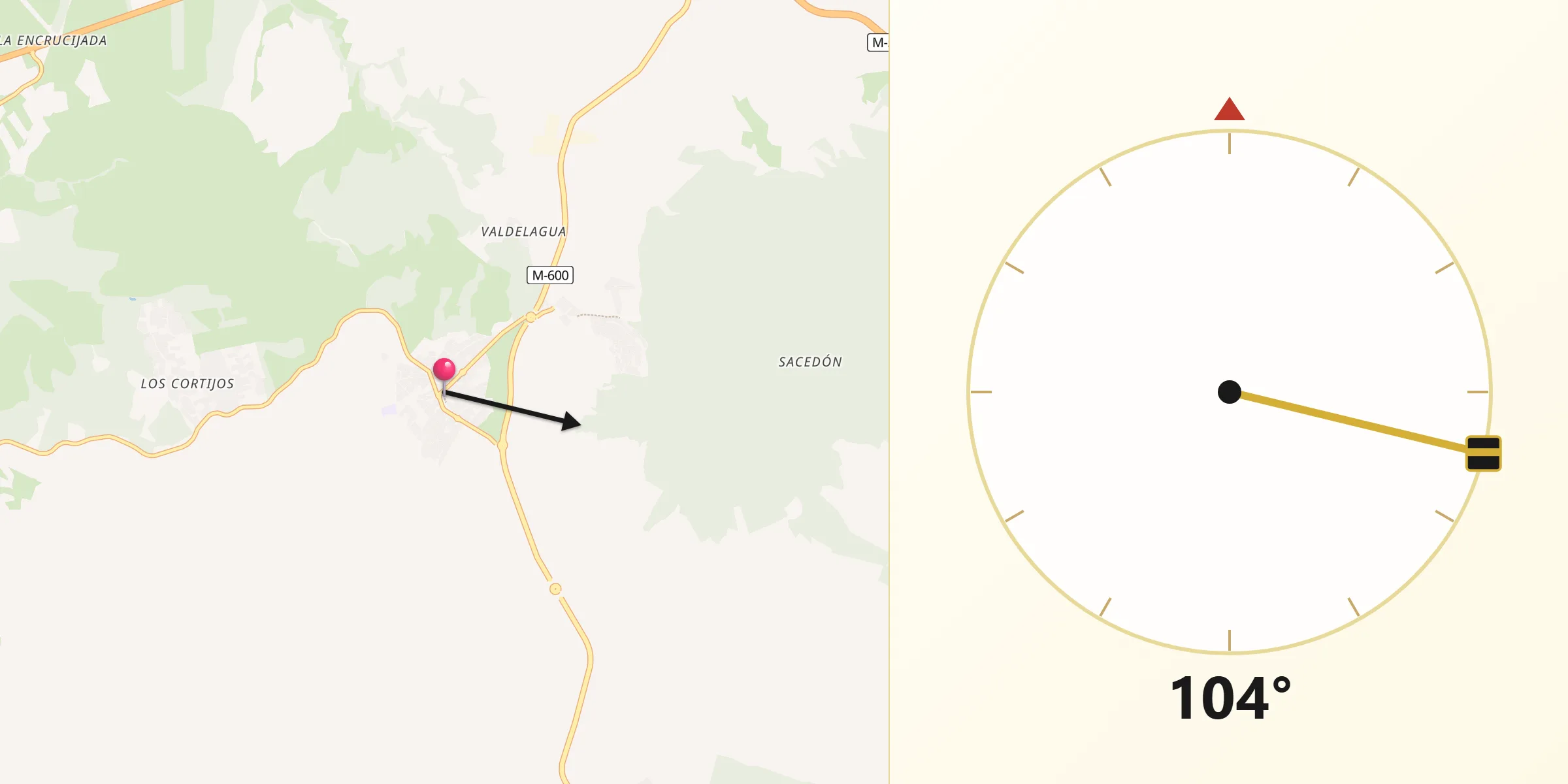 Dirección de la Qibla desde Sevilla La Nueva