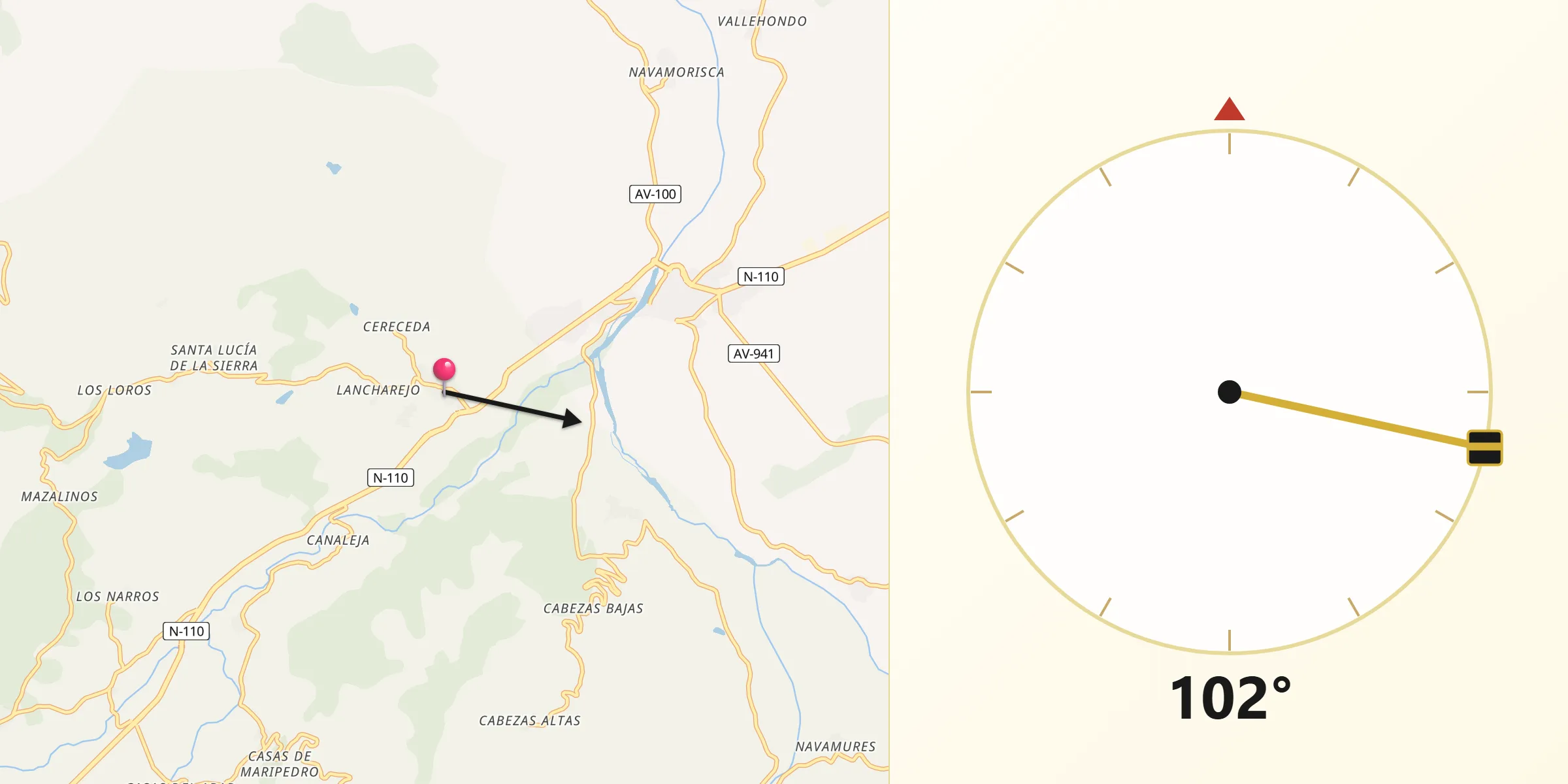 Dirección de la Qibla desde La Carrera