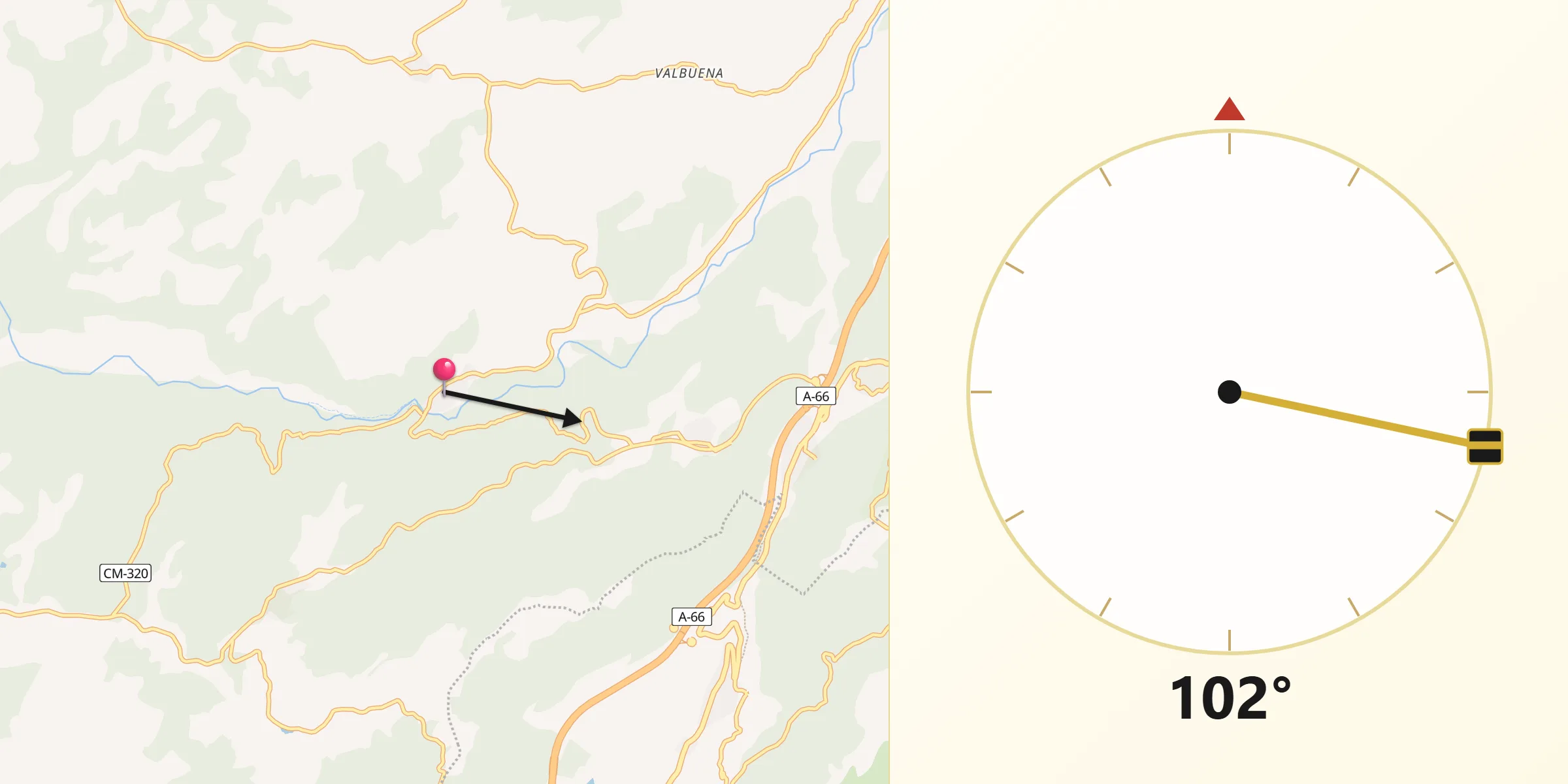 Dirección de la Qibla desde Montemayor del Río