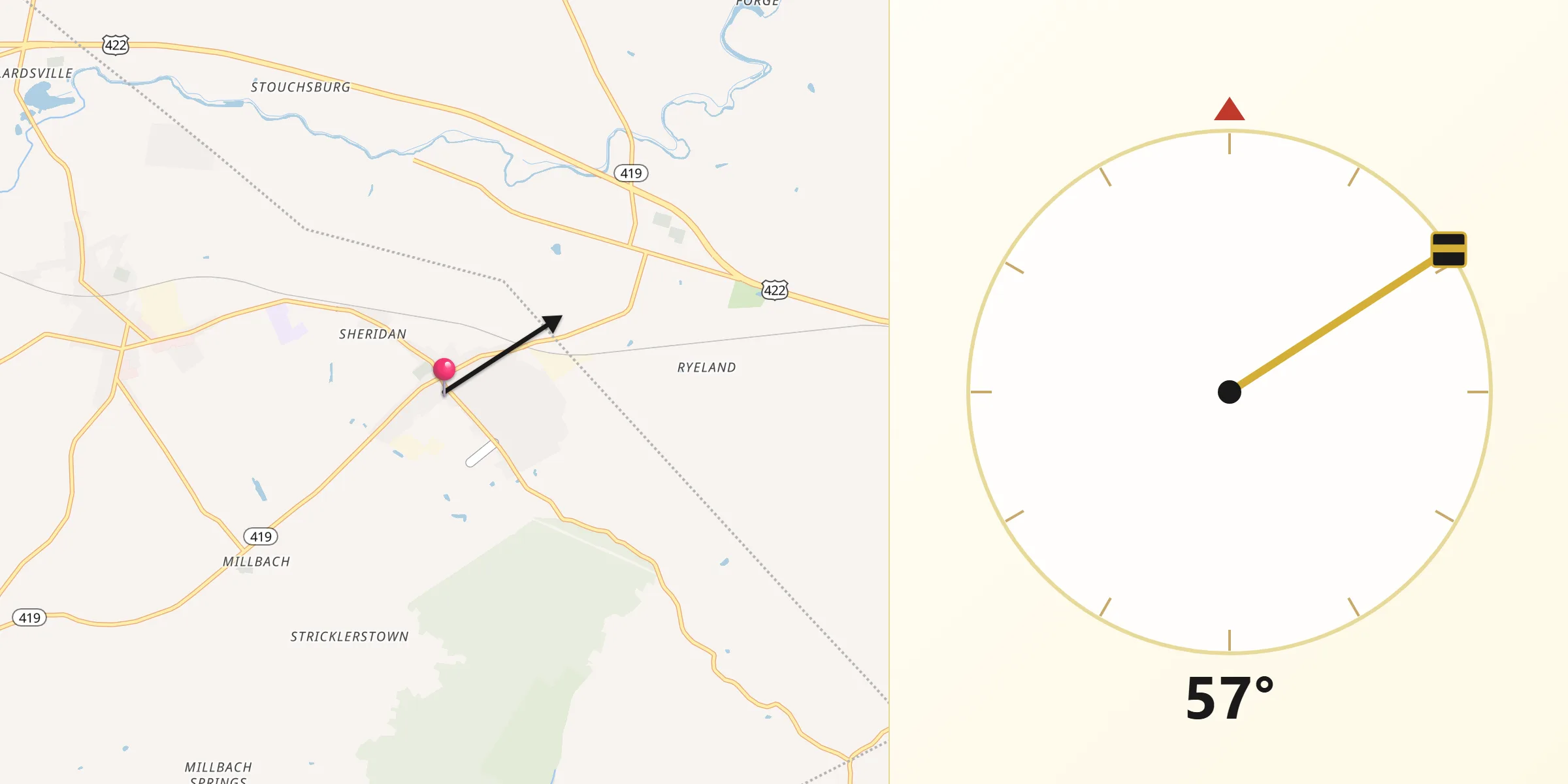 Qibla Direction from Newmanstown
