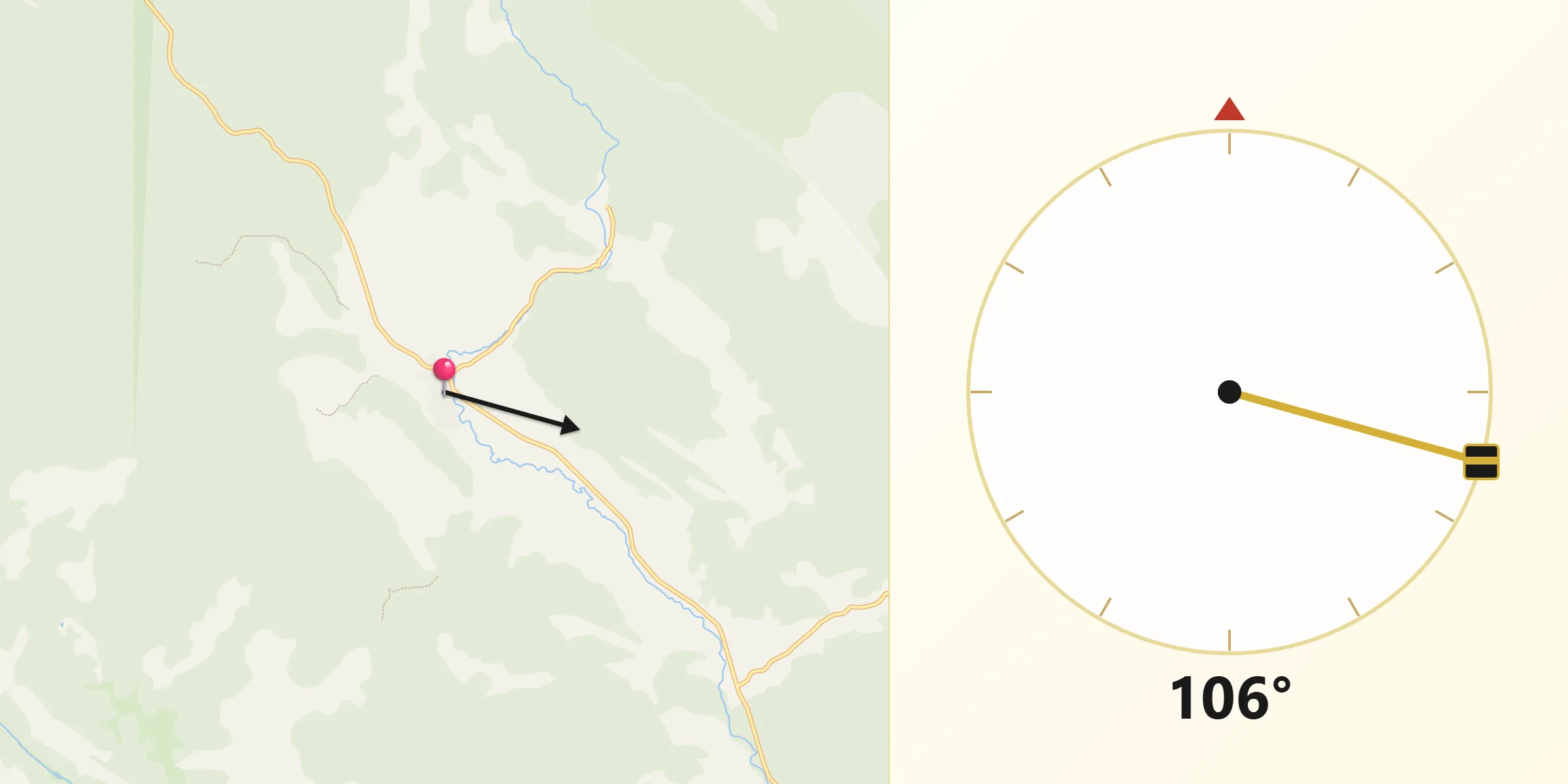 Dirección de la Qibla desde Tragacete