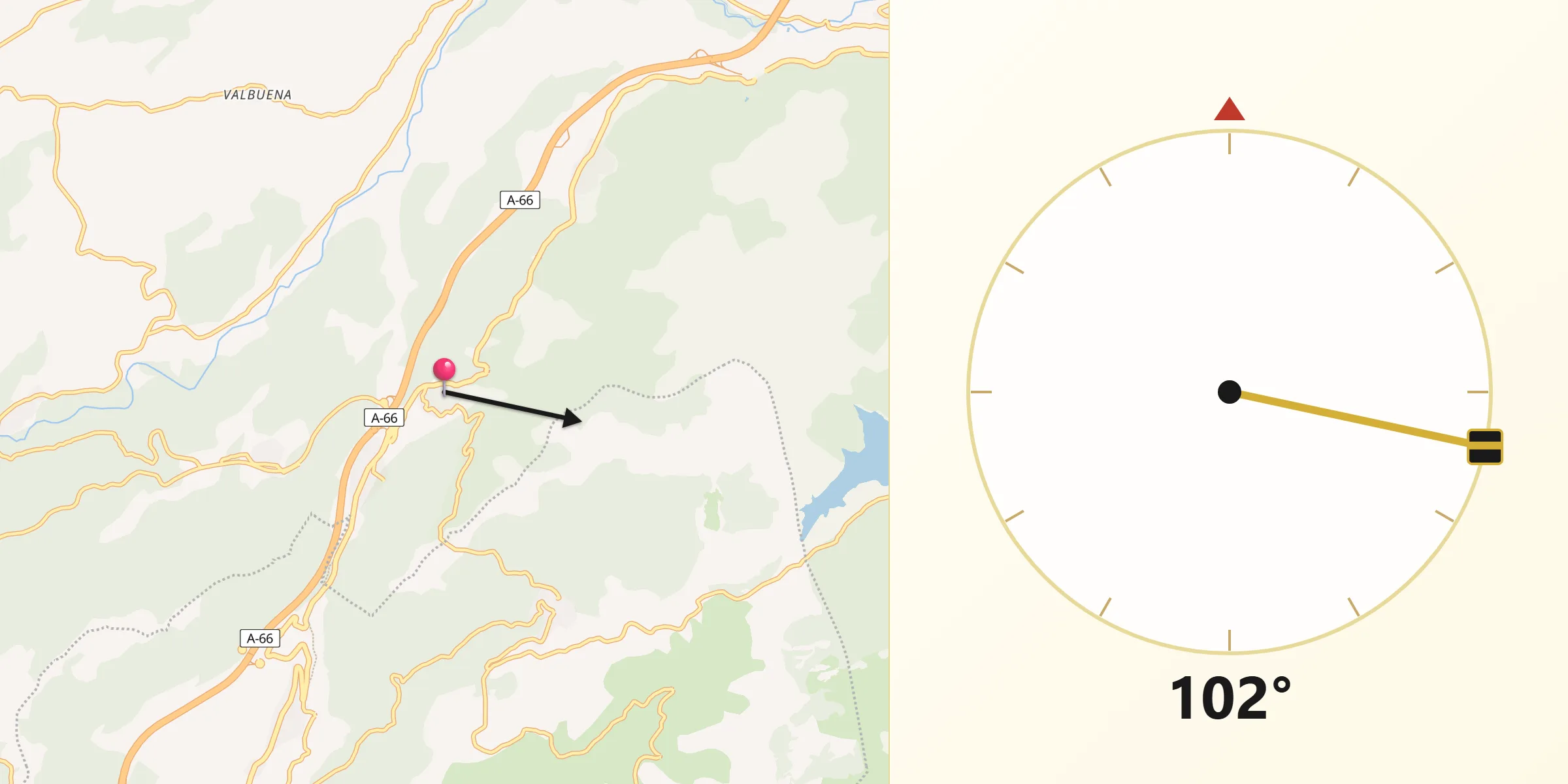 Dirección de la Qibla desde Puerto de Béjar