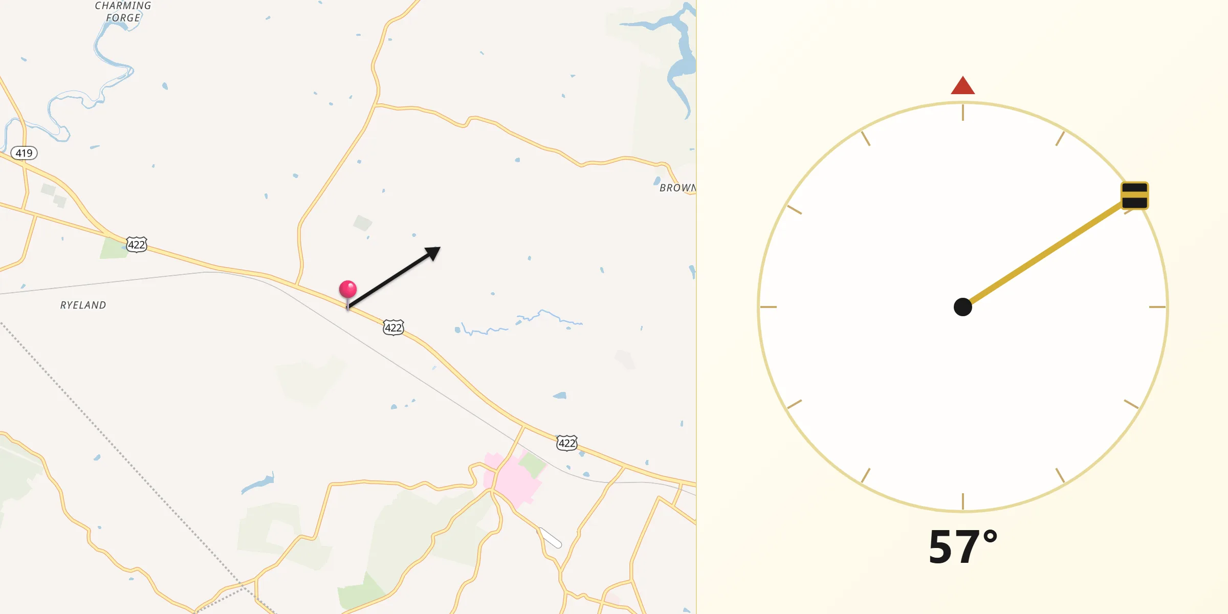 Qibla Direction from Robesonia