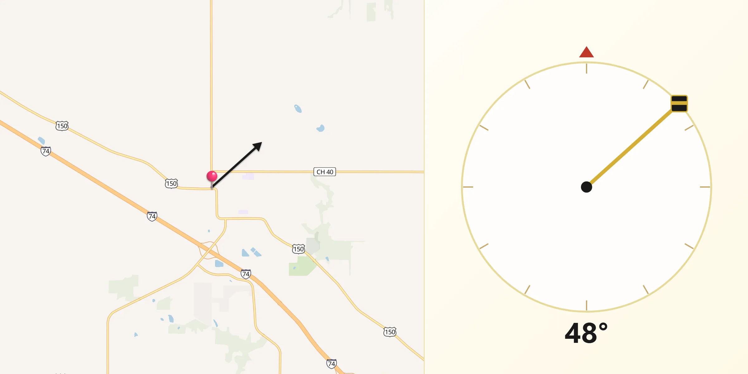 Qibla Direction from Le Roy
