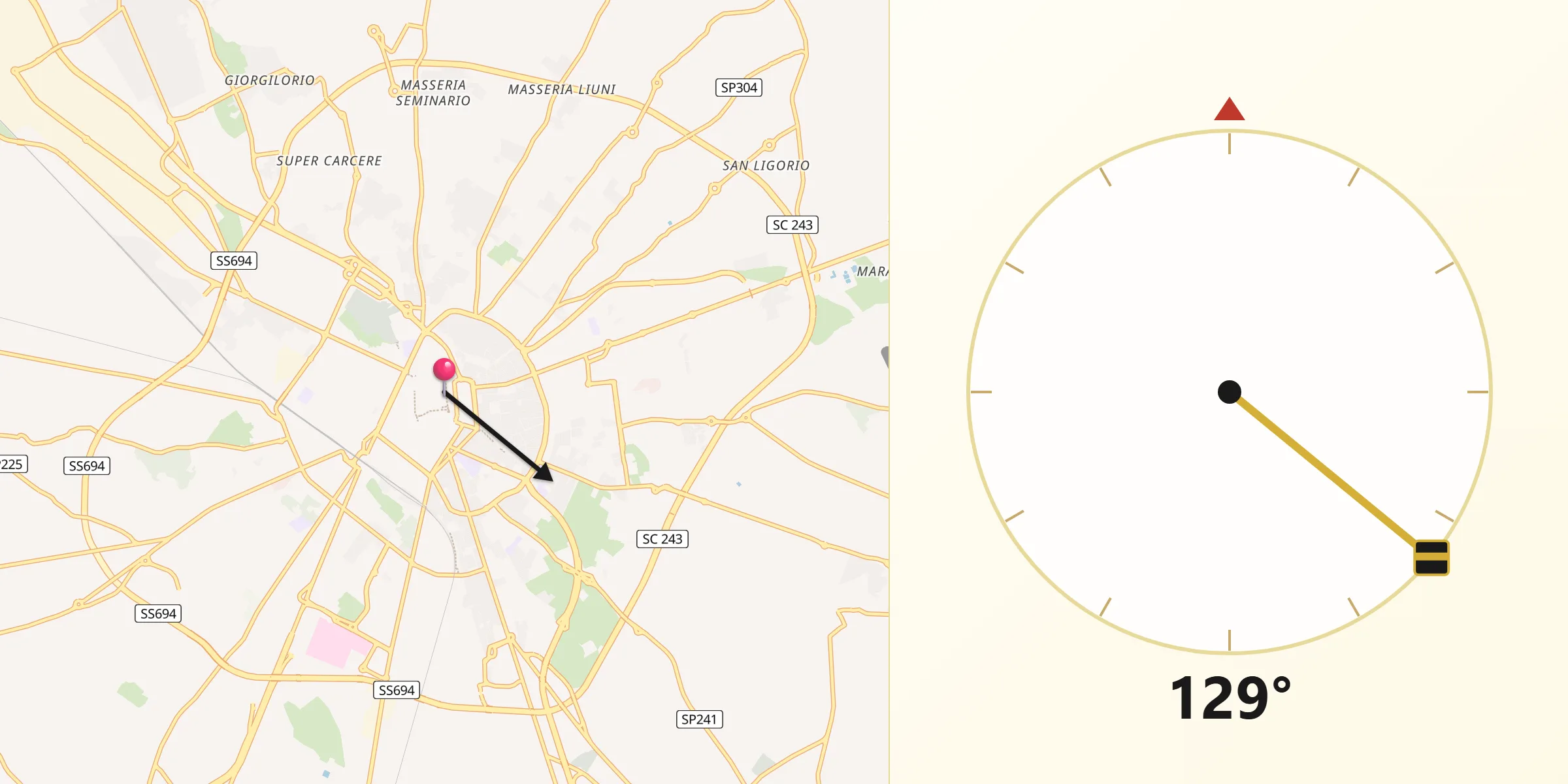 Direzione della Qibla da Lecce