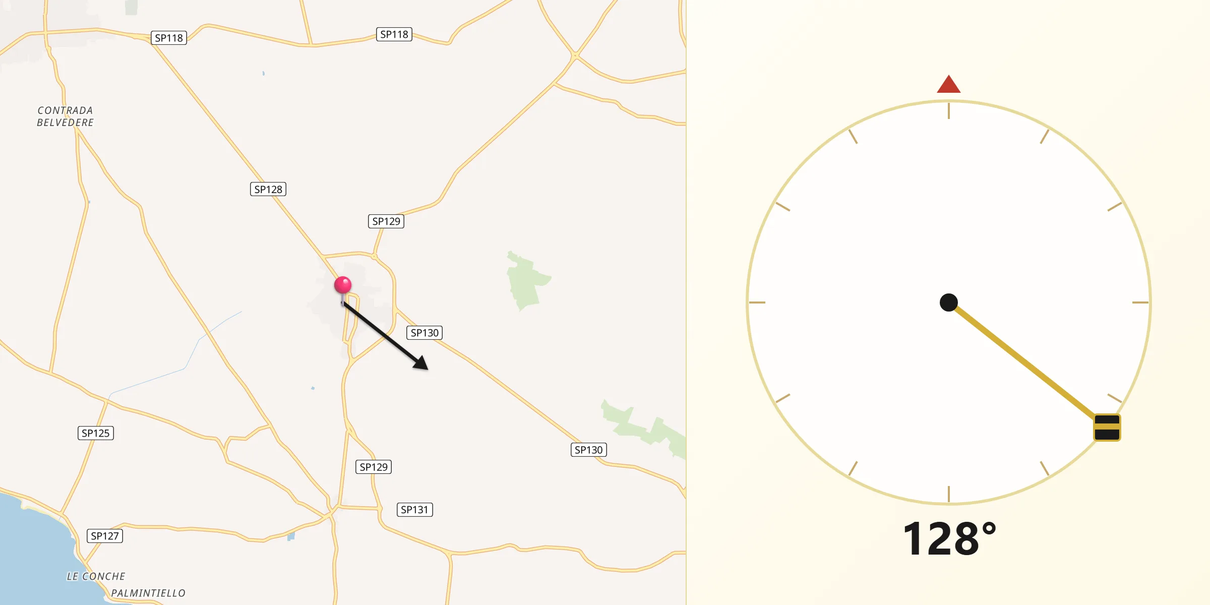 Direzione della Qibla da Torricella