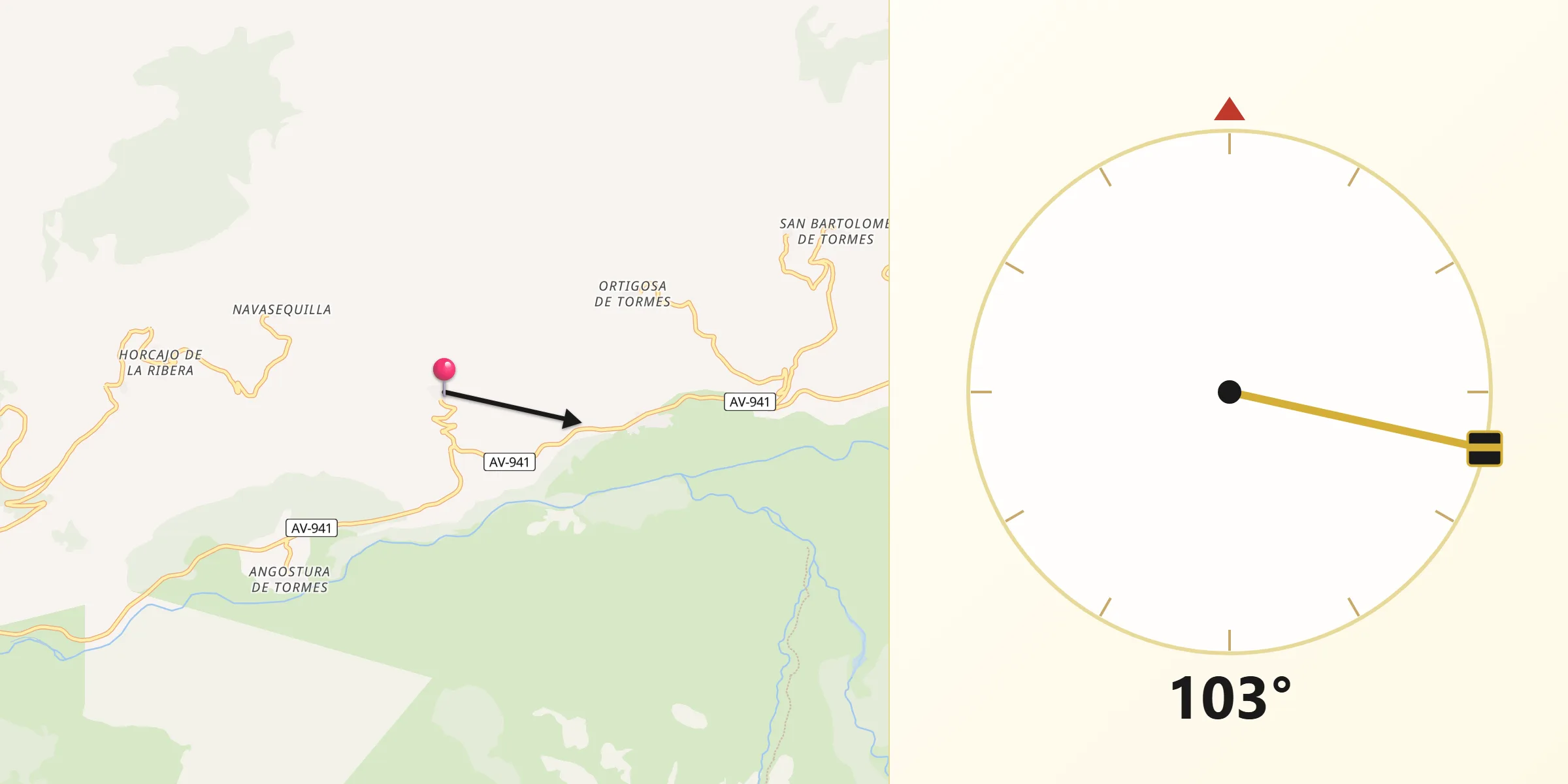 Dirección de la Qibla desde Zapardiel de la Ribera