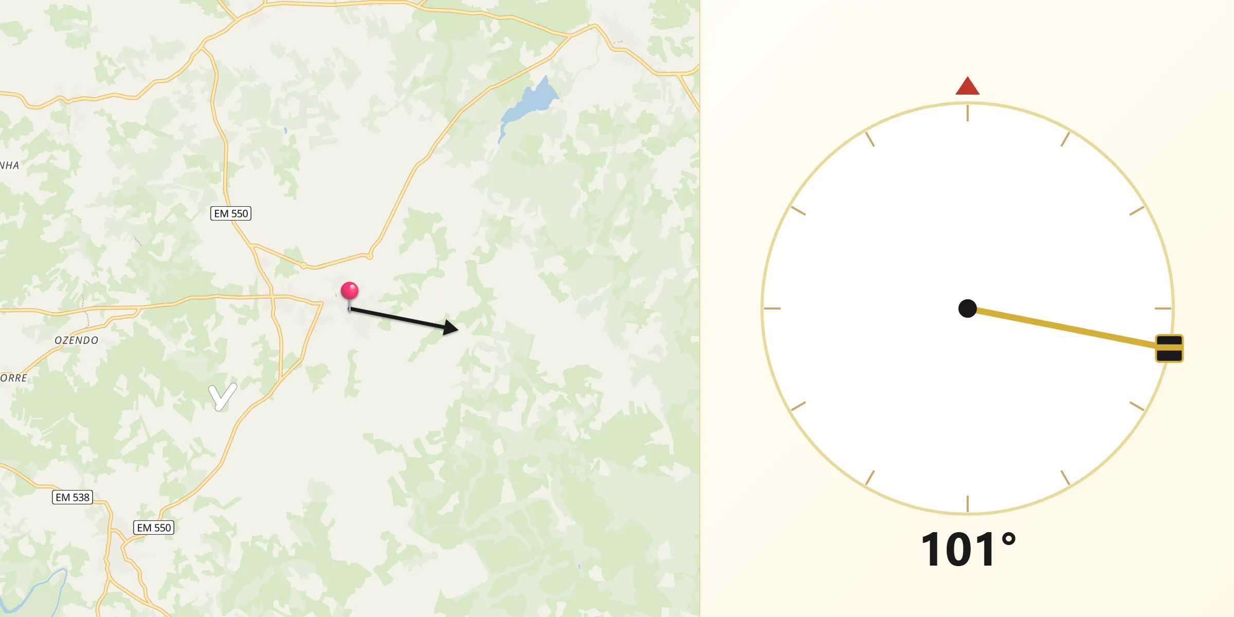 Direção da Qibla a partir de Souto