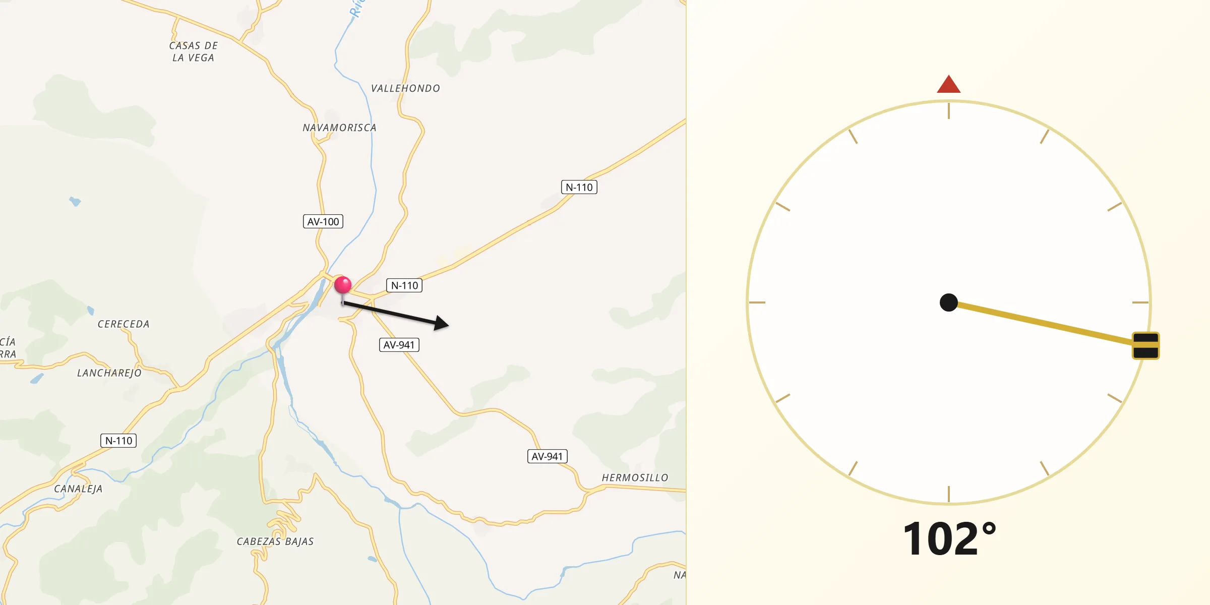 Dirección de la Qibla desde El Barco de Ávila