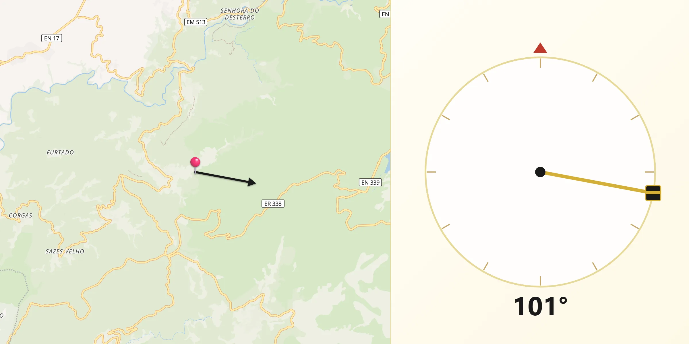 Direção da Qibla a partir de Valezim