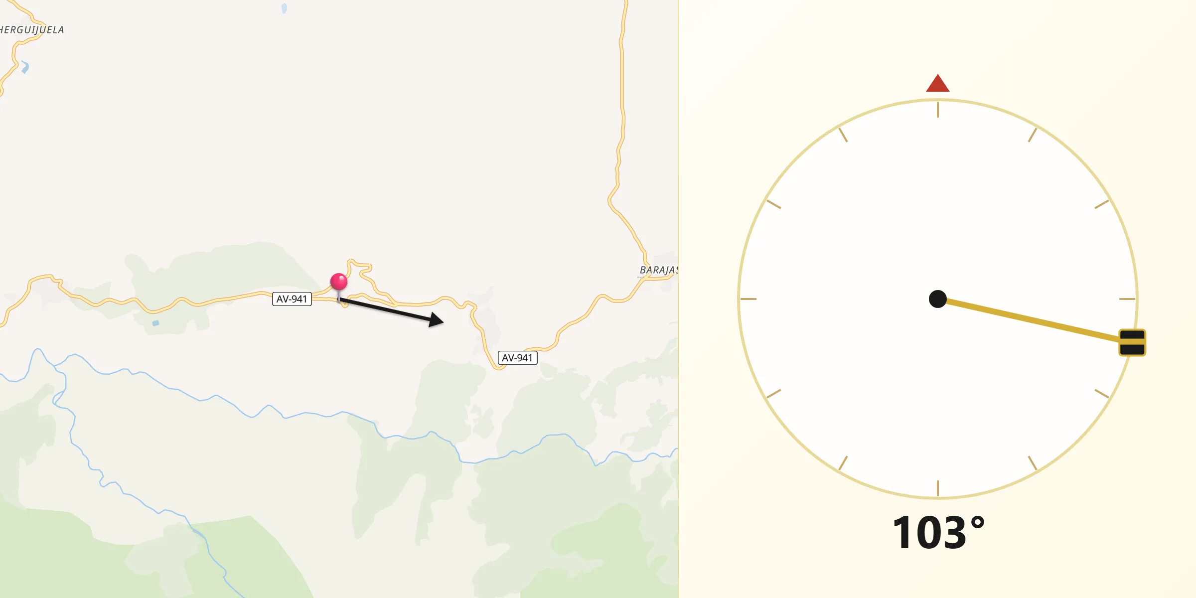 Dirección de la Qibla desde Hoyos del Collado