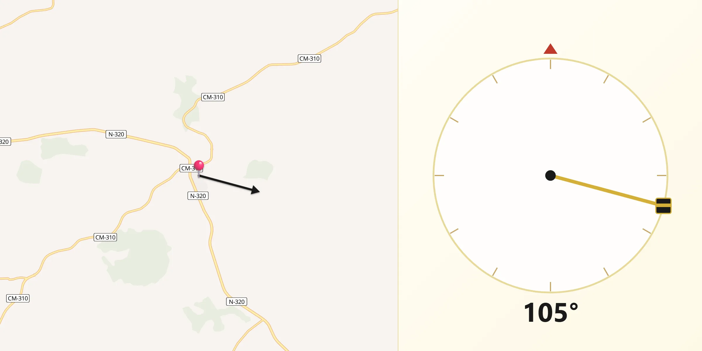 Dirección de la Qibla desde Cañaveras