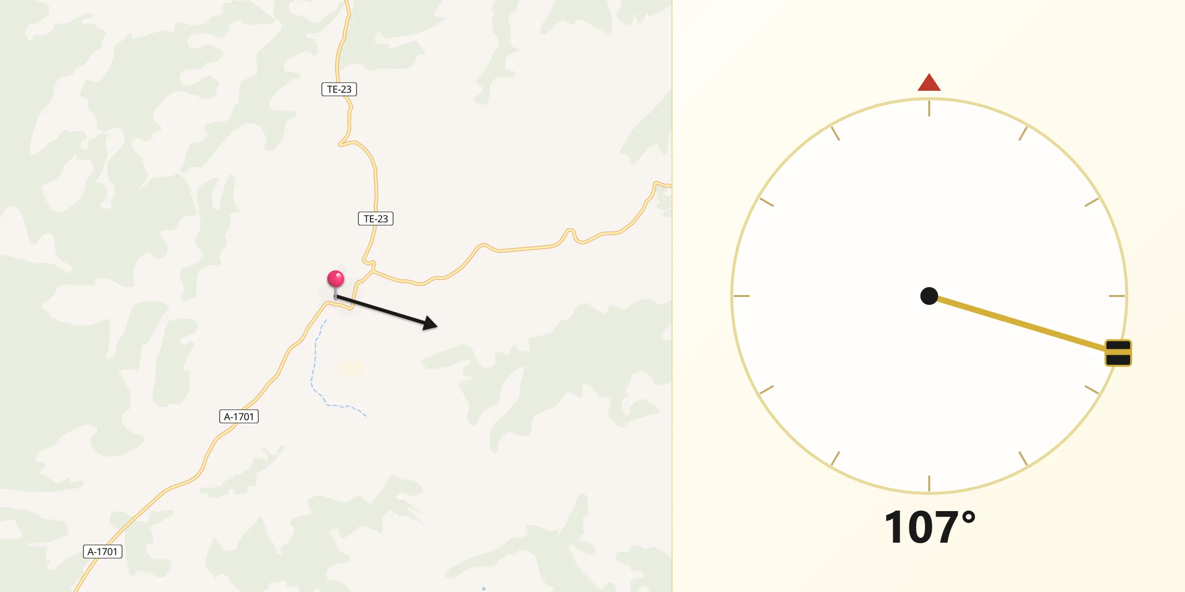 Dirección de la Qibla desde Mosqueruela