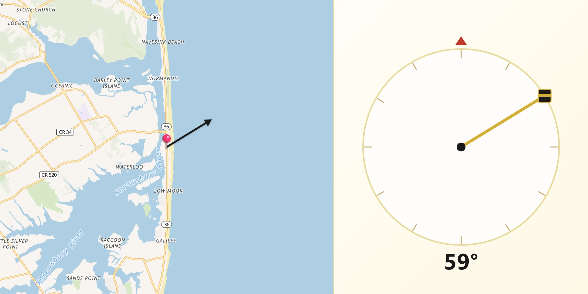 Qibla Direction from Sea Bright