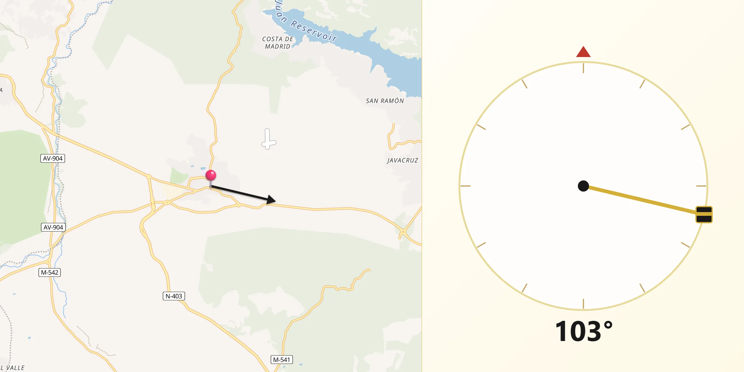 Dirección de la Qibla desde San Martín de Valdeiglesias