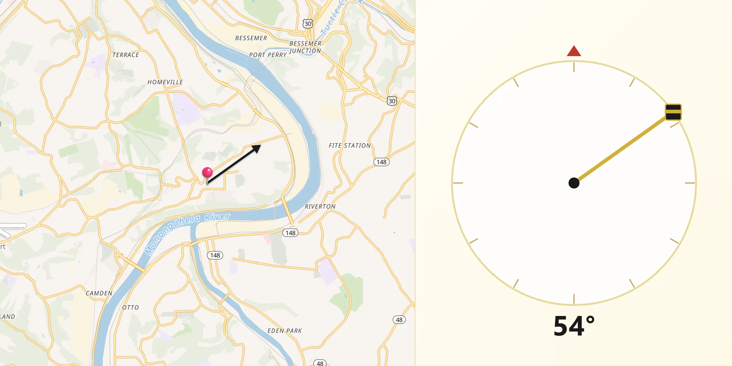 Qibla Direction from West Mifflin
