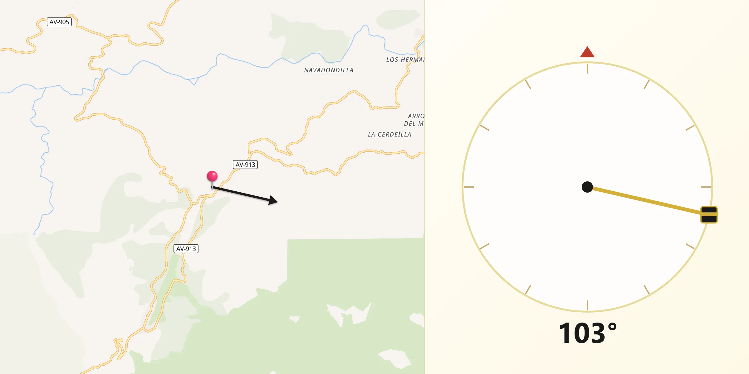 Dirección de la Qibla desde Navarrevisca