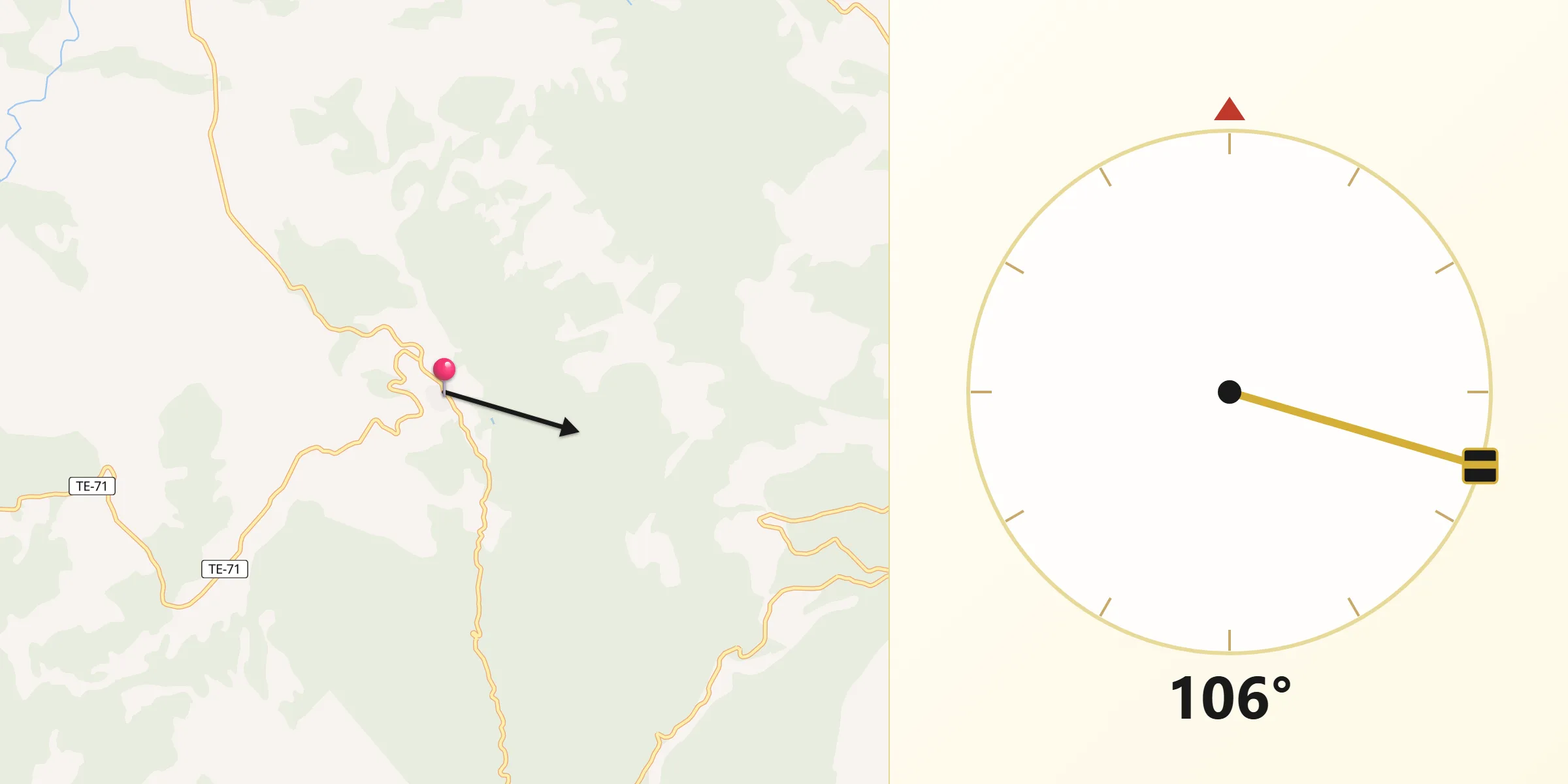 Dirección de la Qibla desde El Castellar