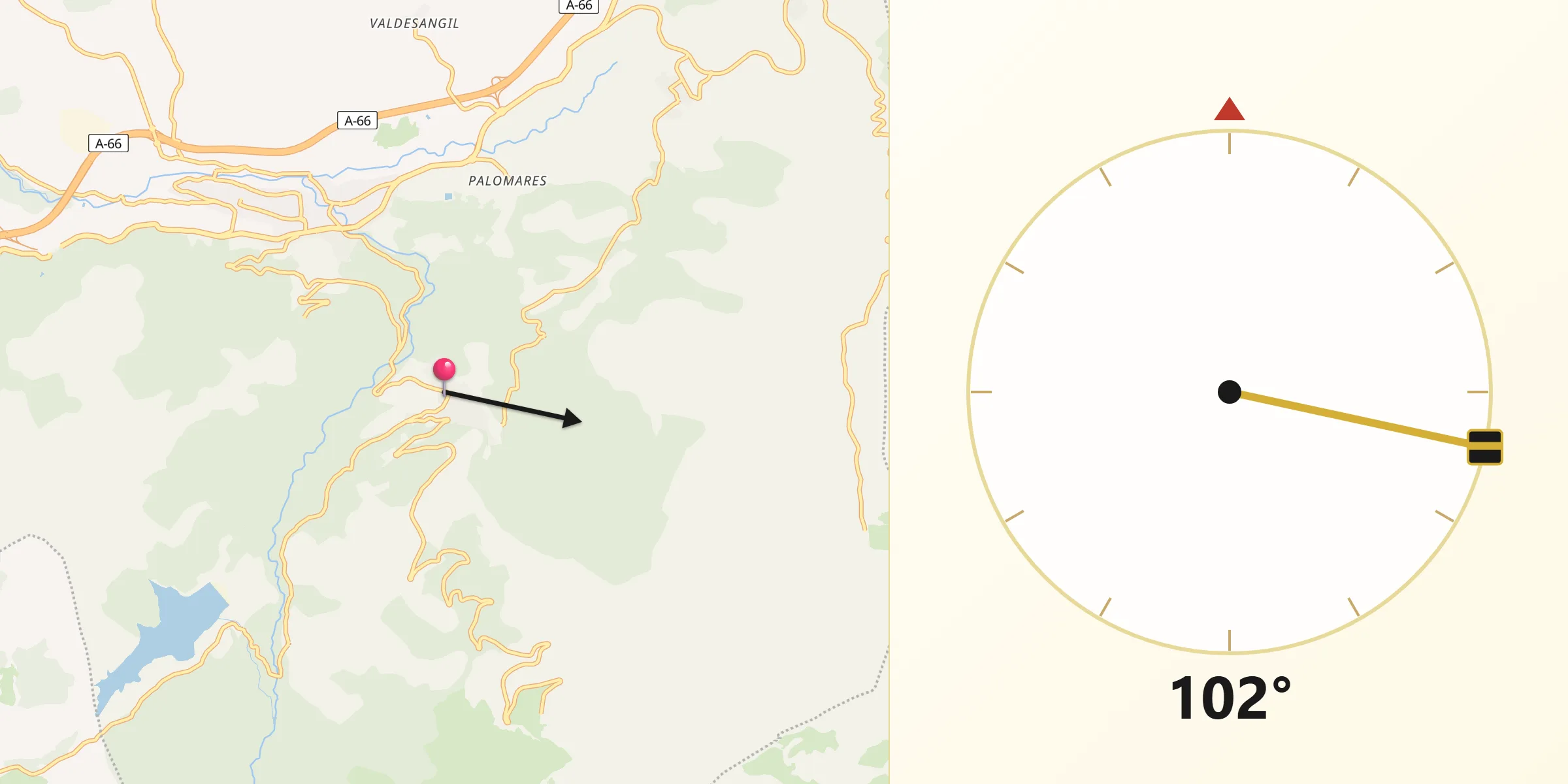 Dirección de la Qibla desde Candelario