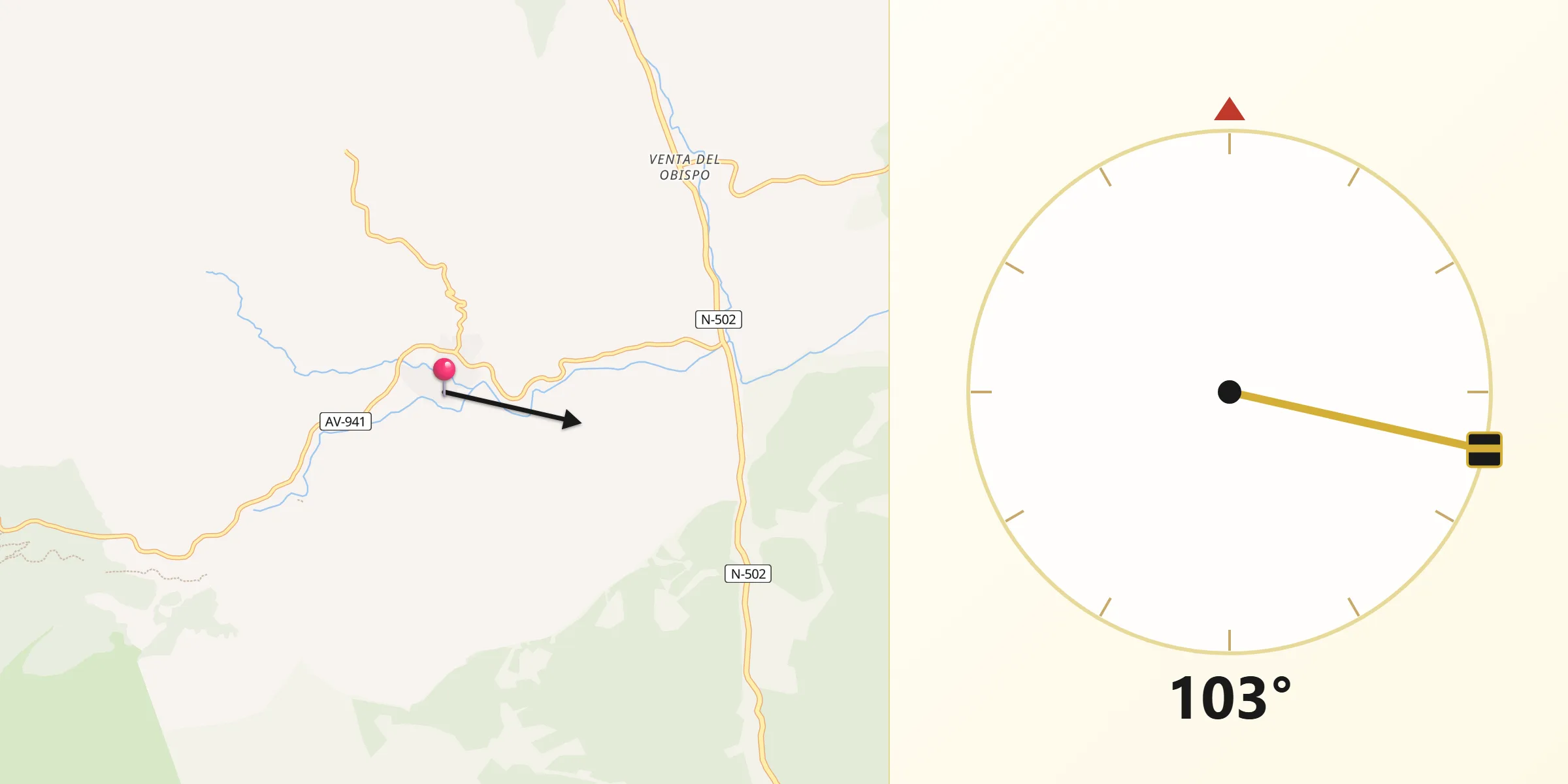 Dirección de la Qibla desde San Martín del Pimpollar