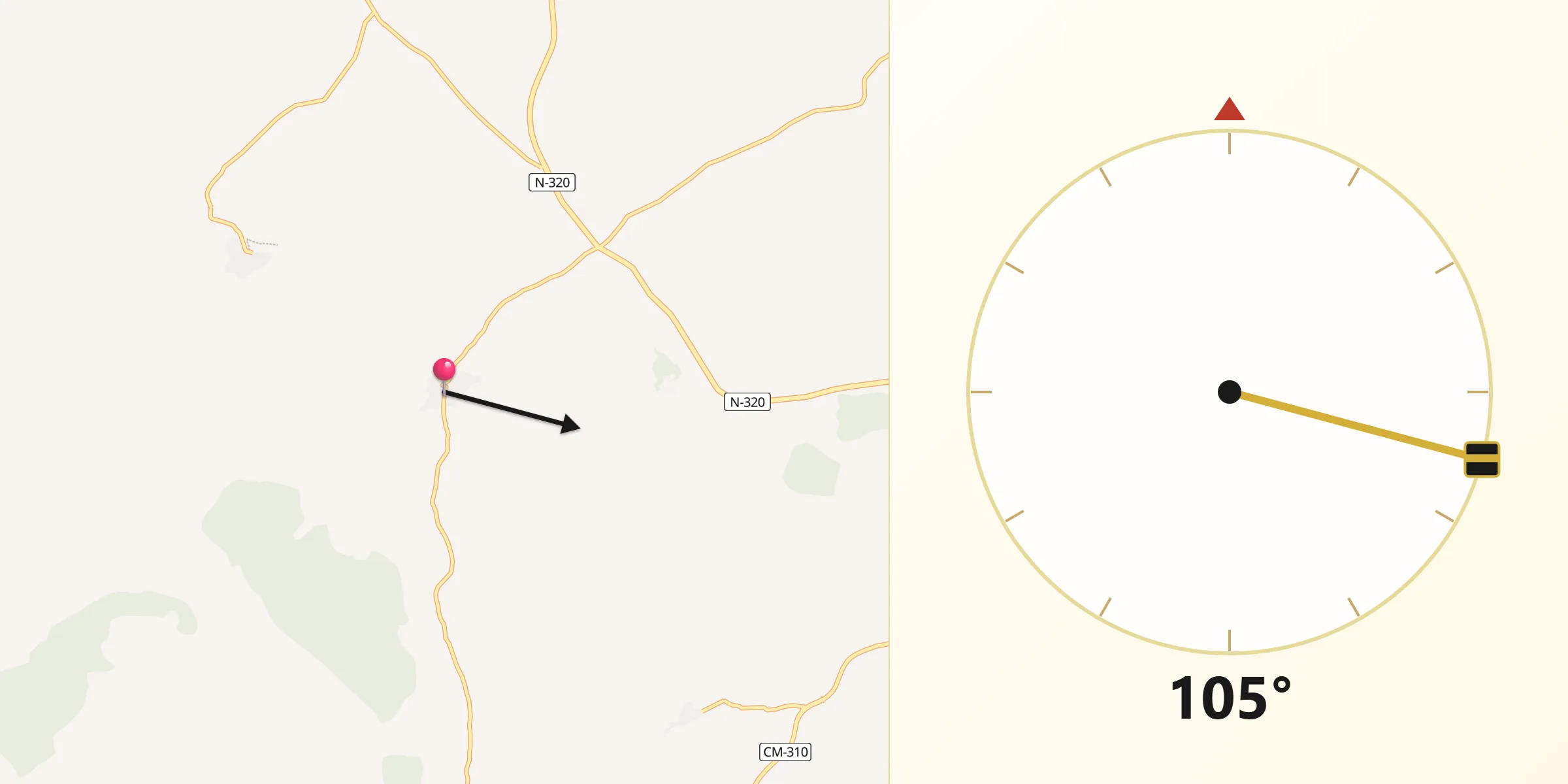 Dirección de la Qibla desde Canalejas del Arroyo