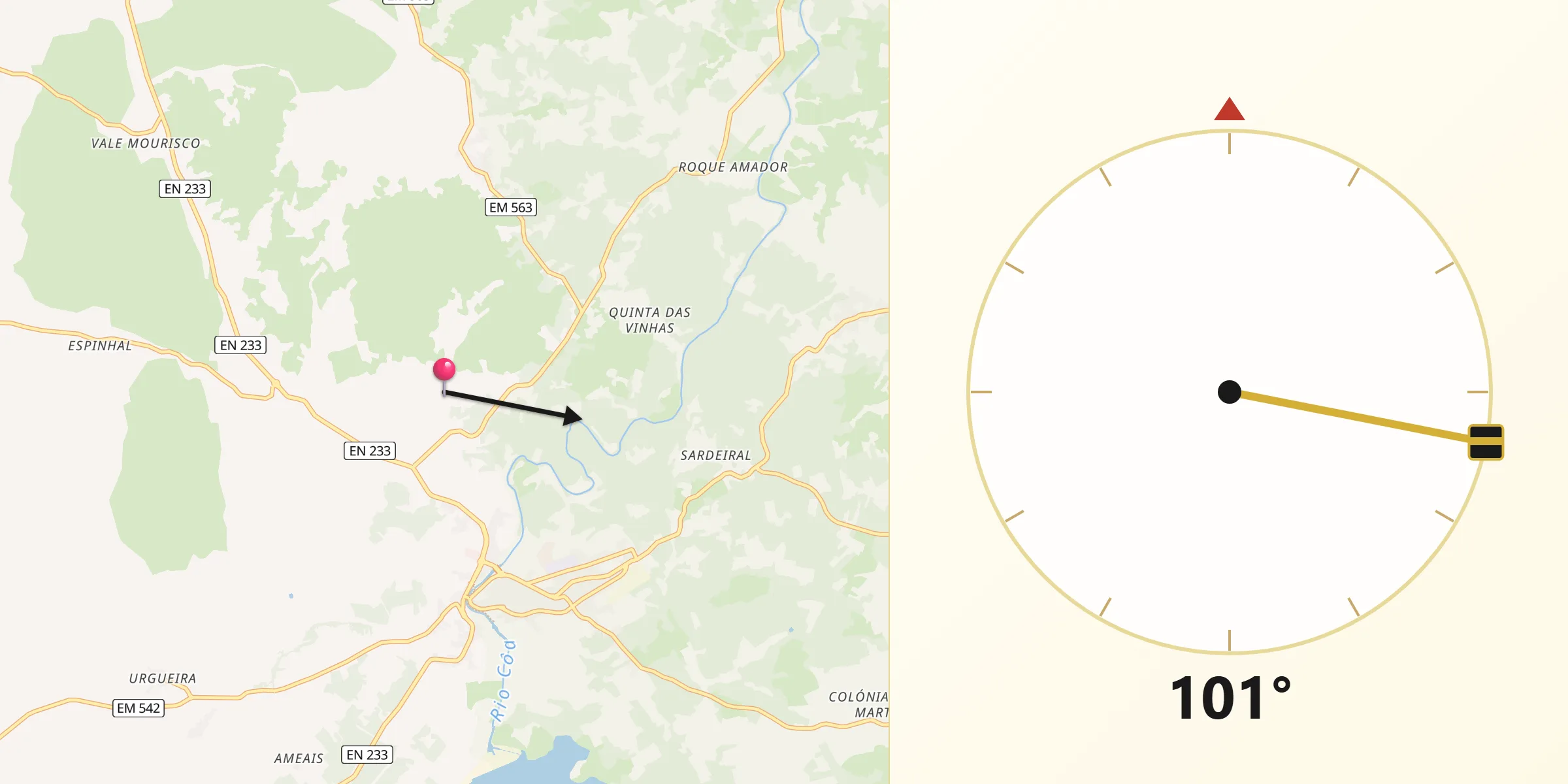 Direção da Qibla a partir de São Bartolomeu