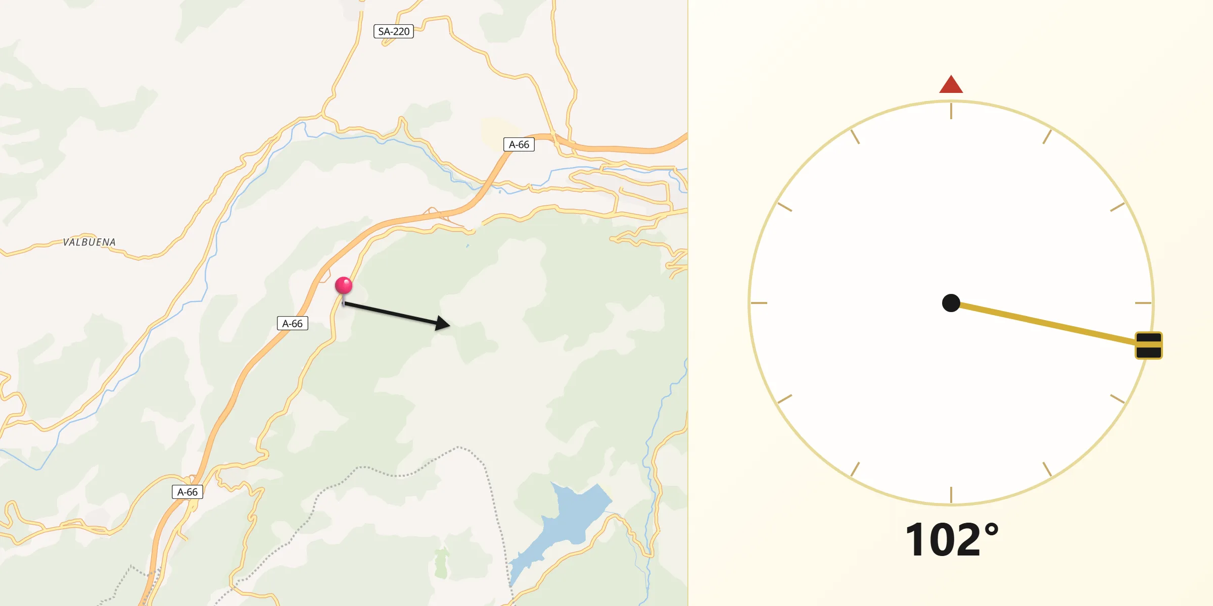 Dirección de la Qibla desde Cantagallo