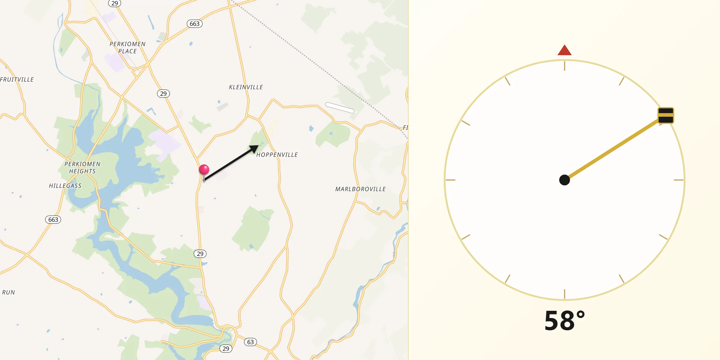 Qibla Direction from Red Hill