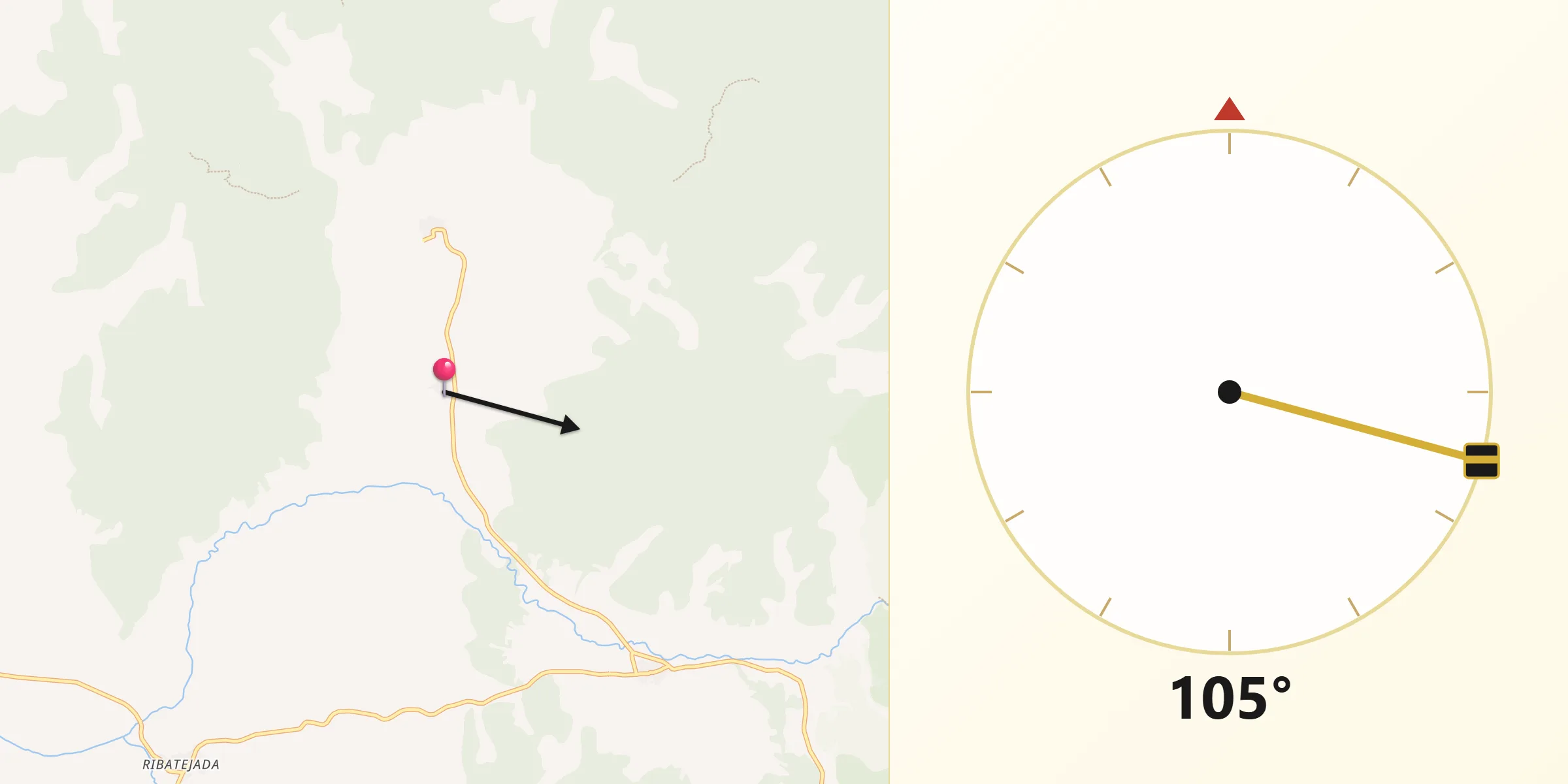 Dirección de la Qibla desde Castillejo-Sierra