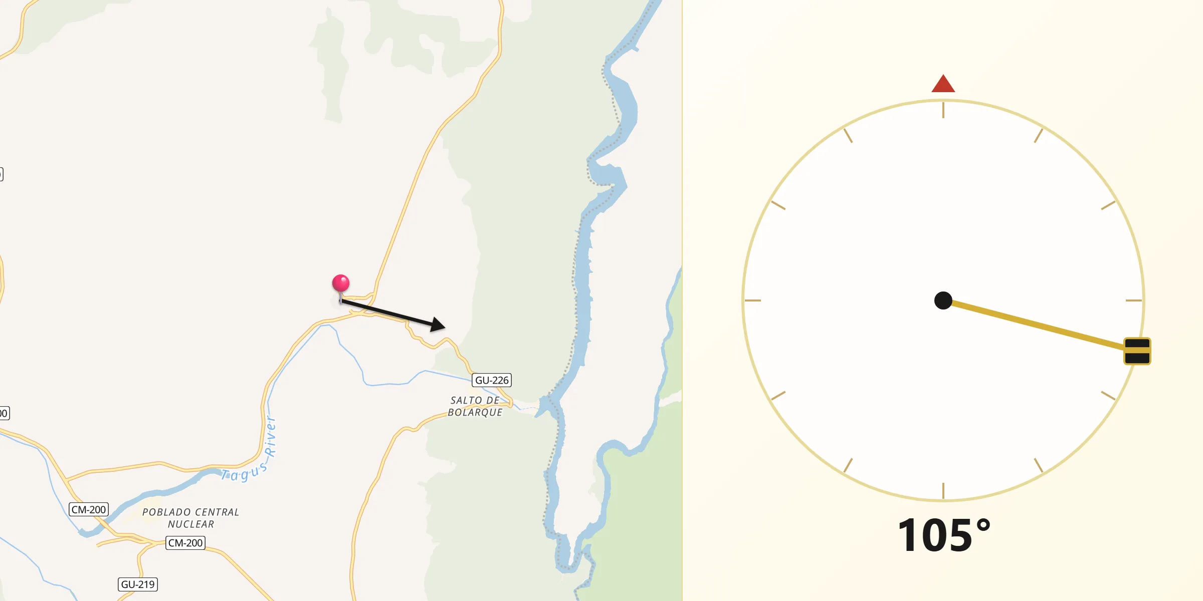 Dirección de la Qibla desde Sayatón