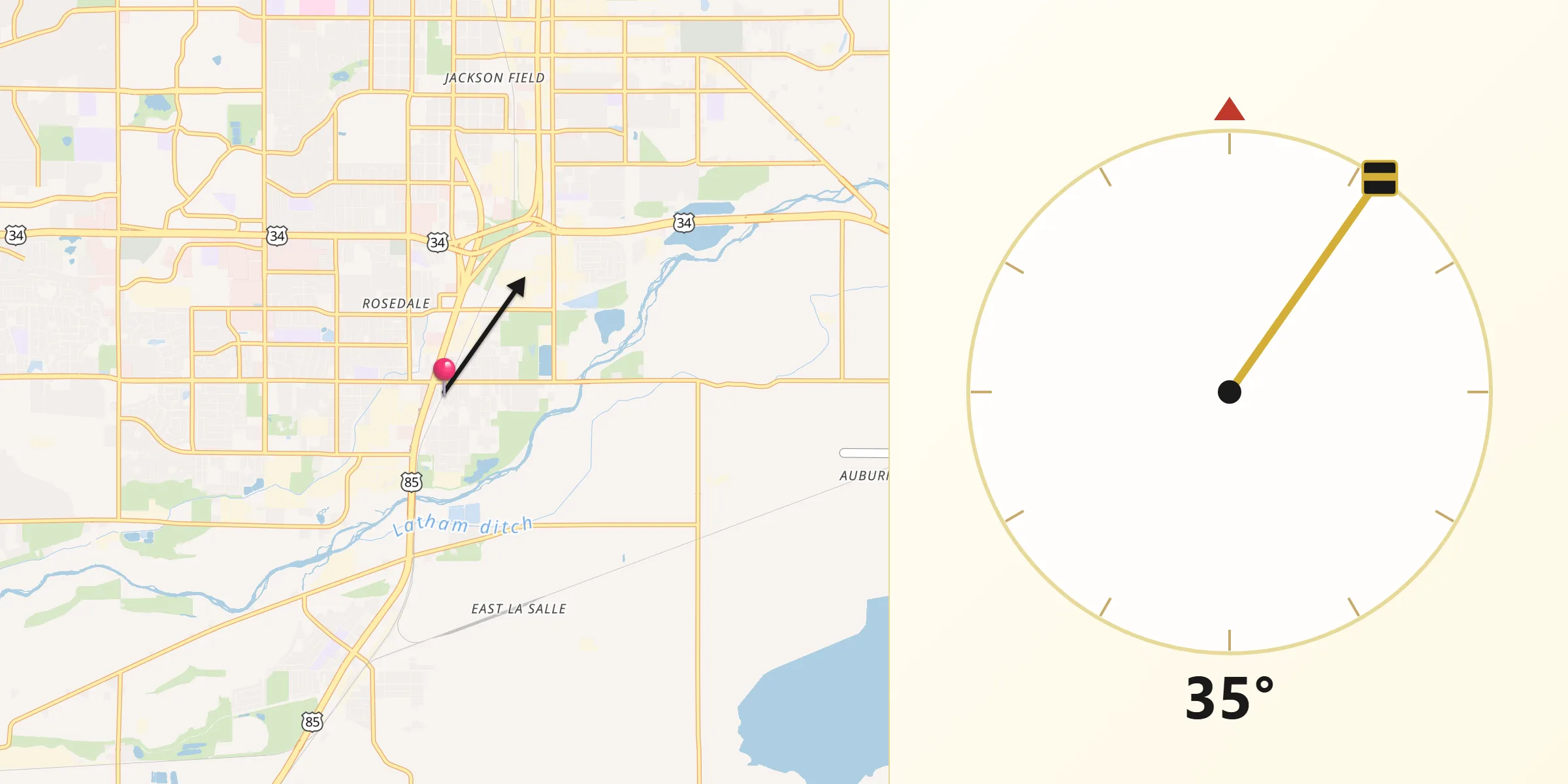 Qibla Direction from Evans