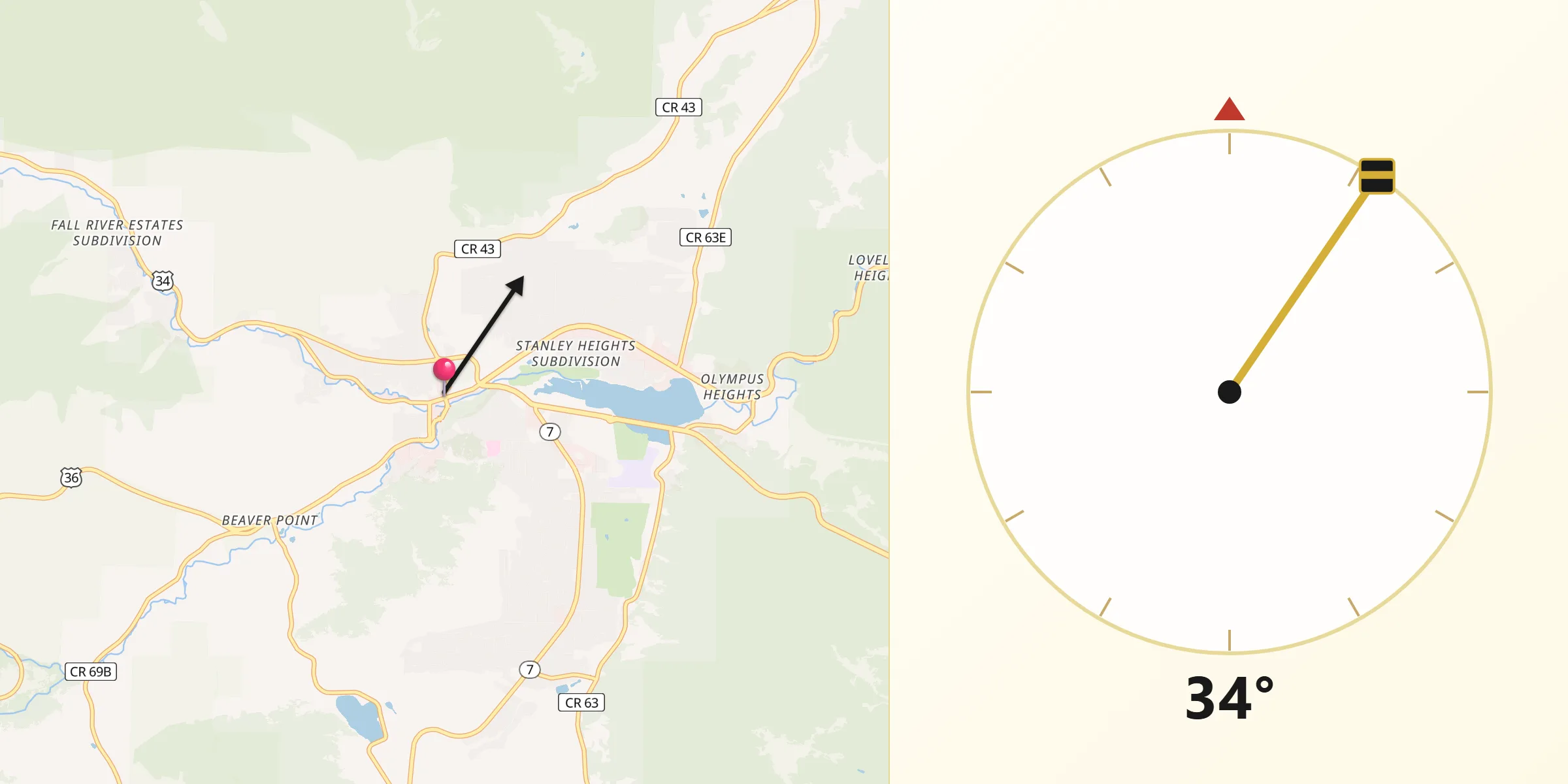 Qibla Direction from Estes Park