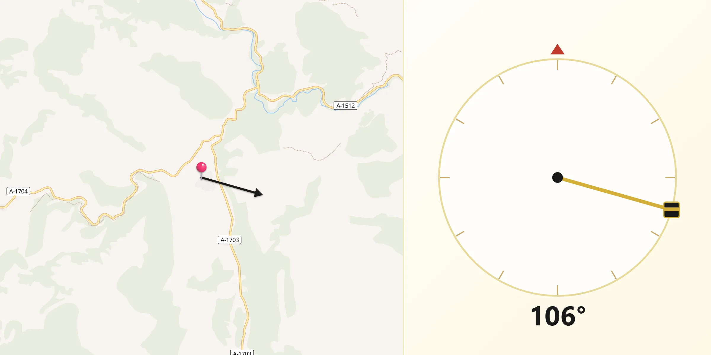 Dirección de la Qibla desde Royuela