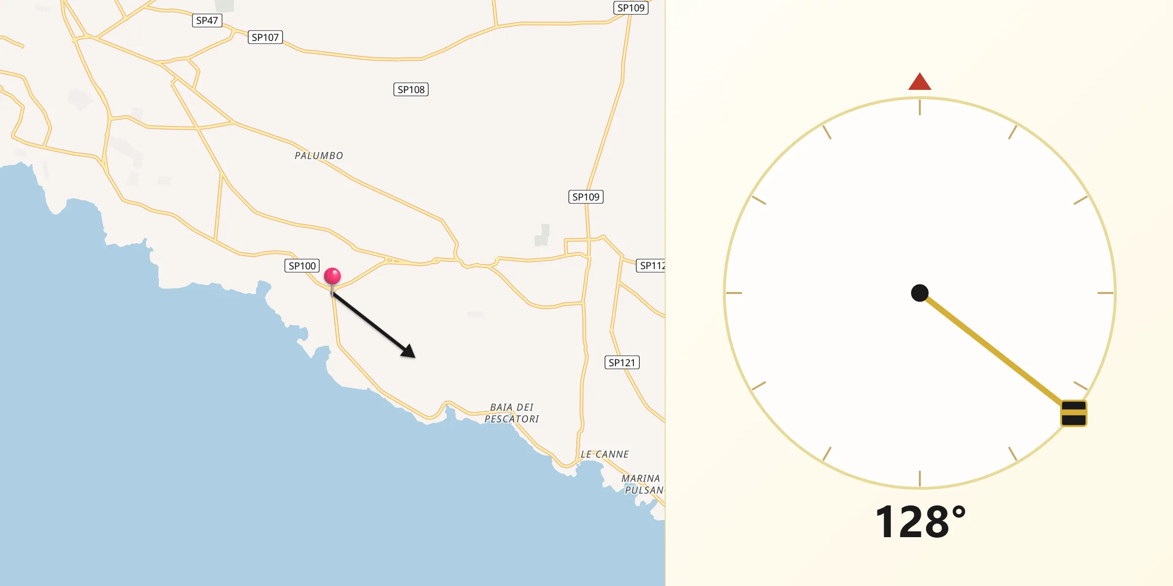 Direzione della Qibla da Leporano Marina