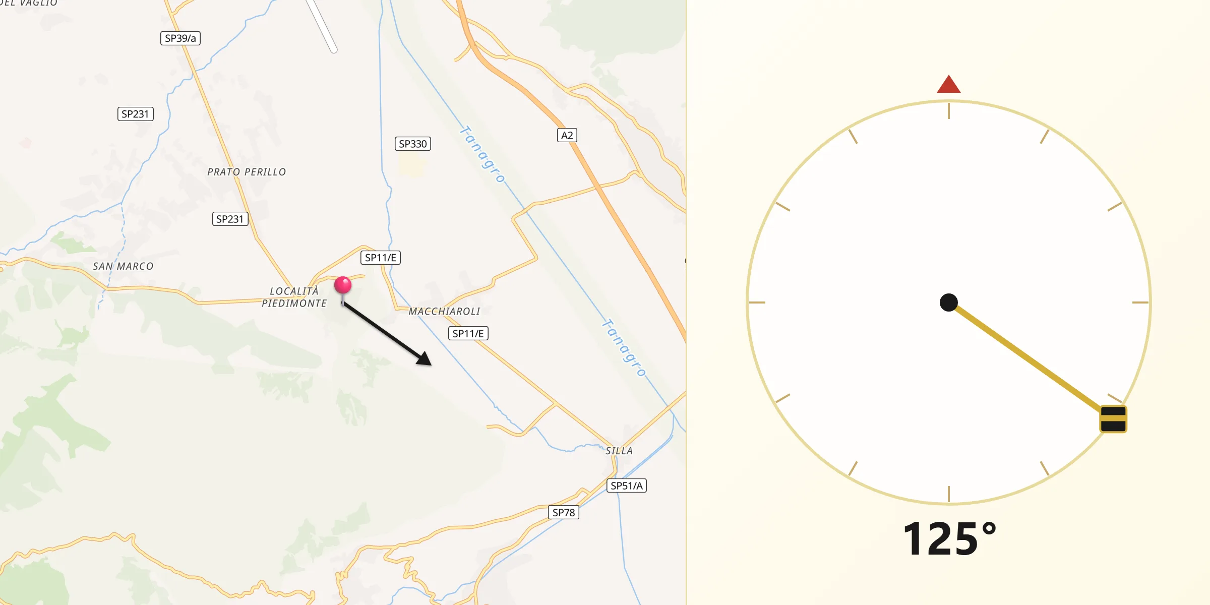 Direzione della Qibla da Teggiano-Macchiaroli