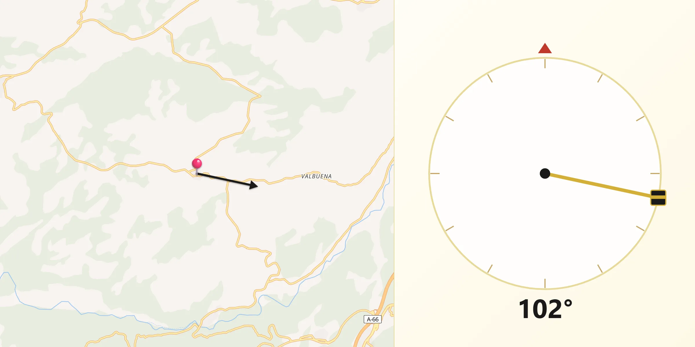 Dirección de la Qibla desde Aldeacipreste